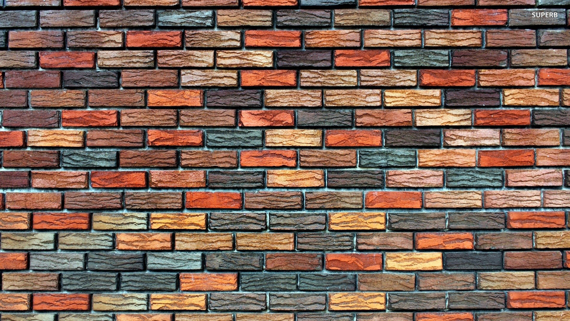 Vibrant Colored Brick Wall With Unique Squiggly Texture Background