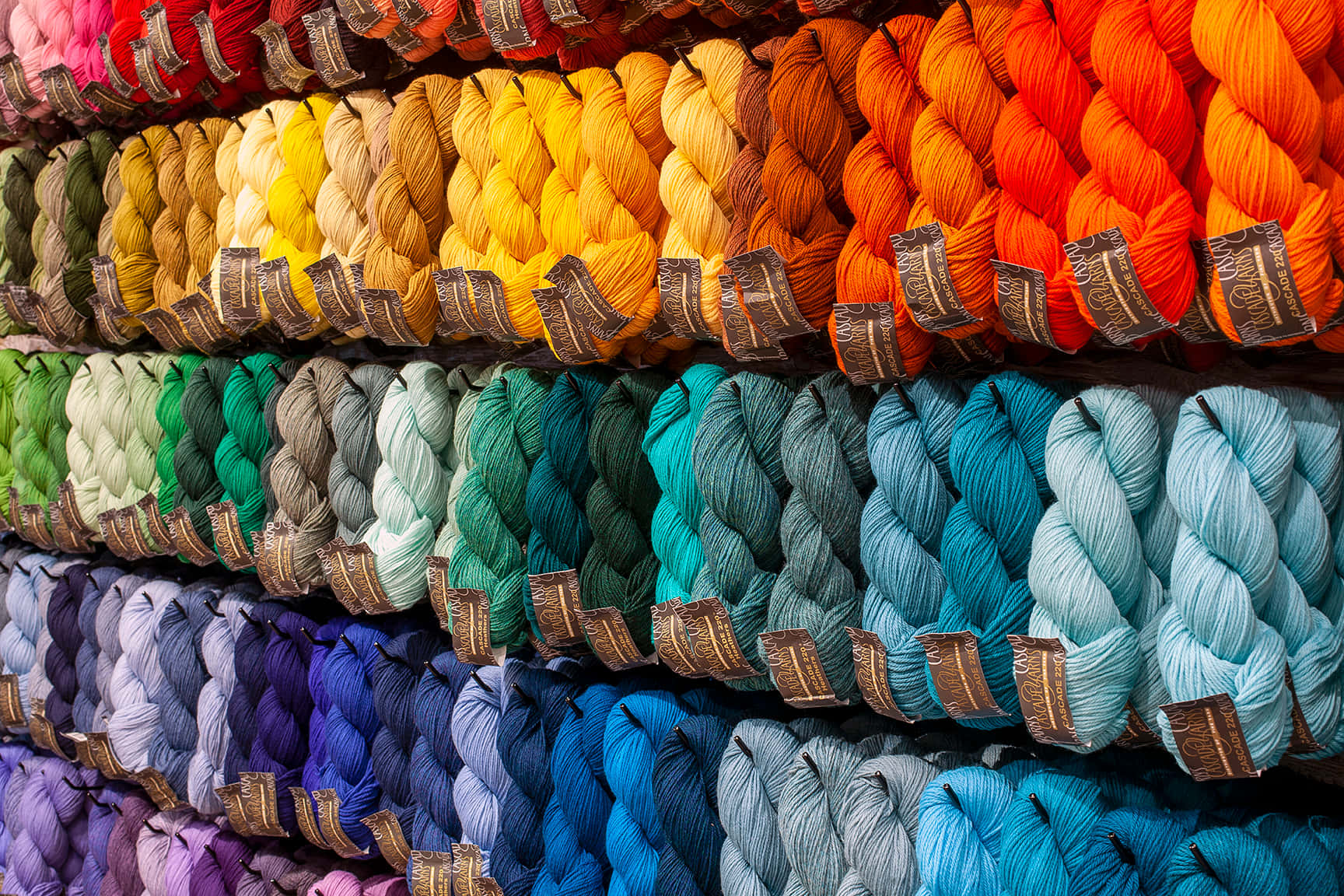 Vibrant Colors Of Knitting Yarns Background