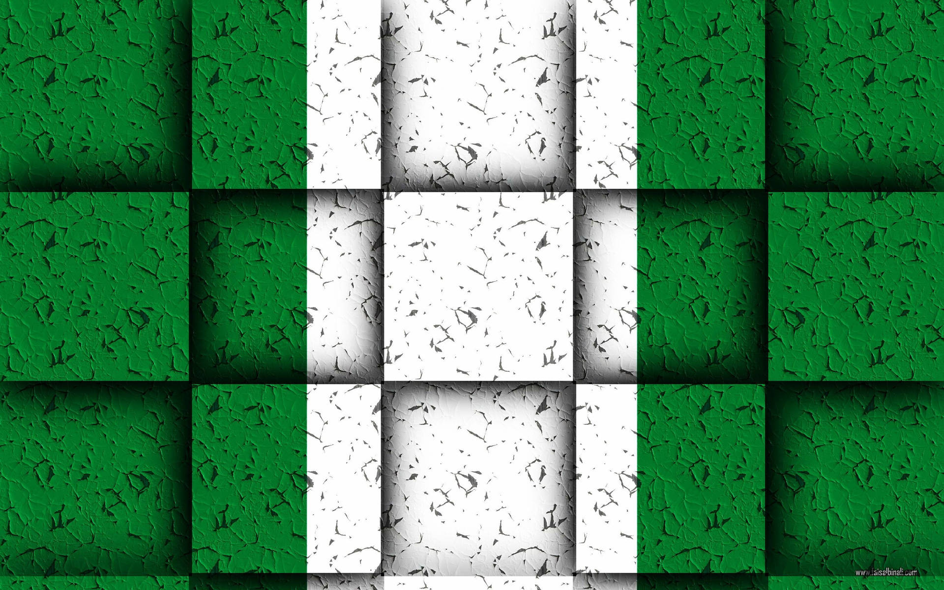 Vibrant Colors Of Nigerian Flag On Square Blocks Background