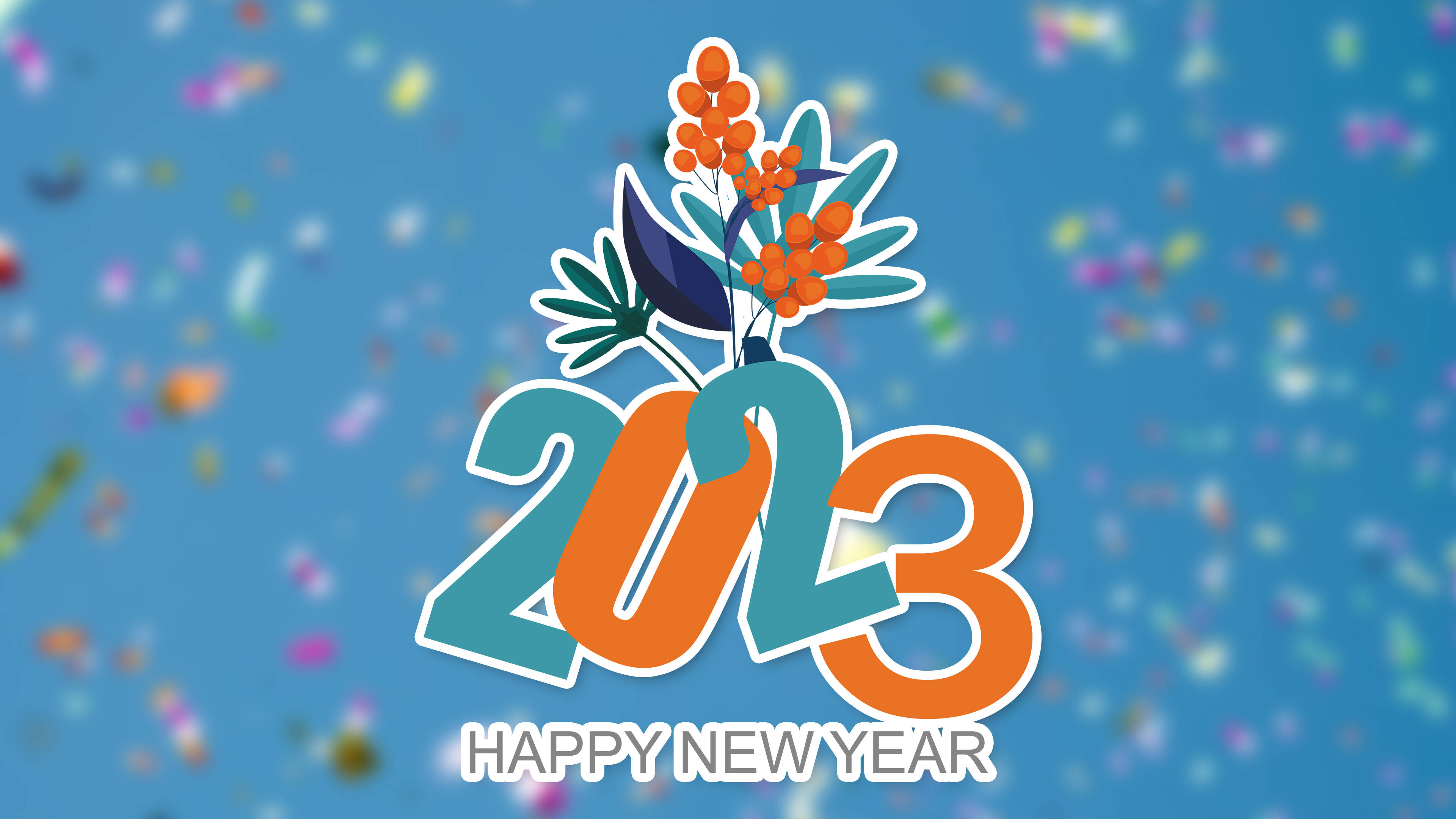 Vibrant Confetti Happy New Year 2023 Background