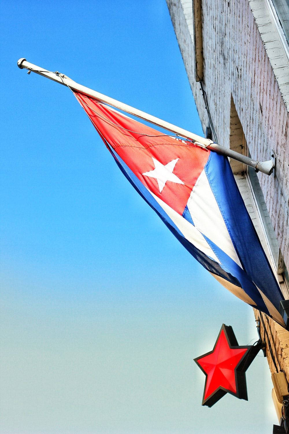Vibrant Cuban Flag With Red Star