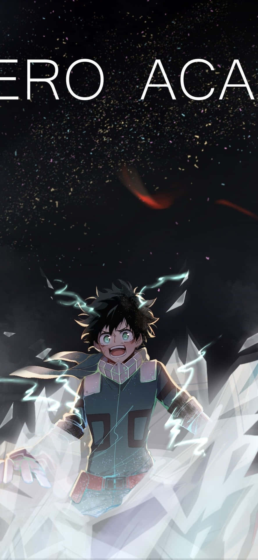 Vibrant Deku Action Pose Phone Wallpaper