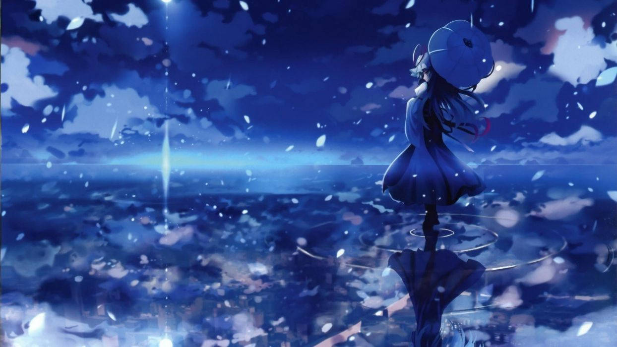 Vibrant Display Of Anime Blue Character Background