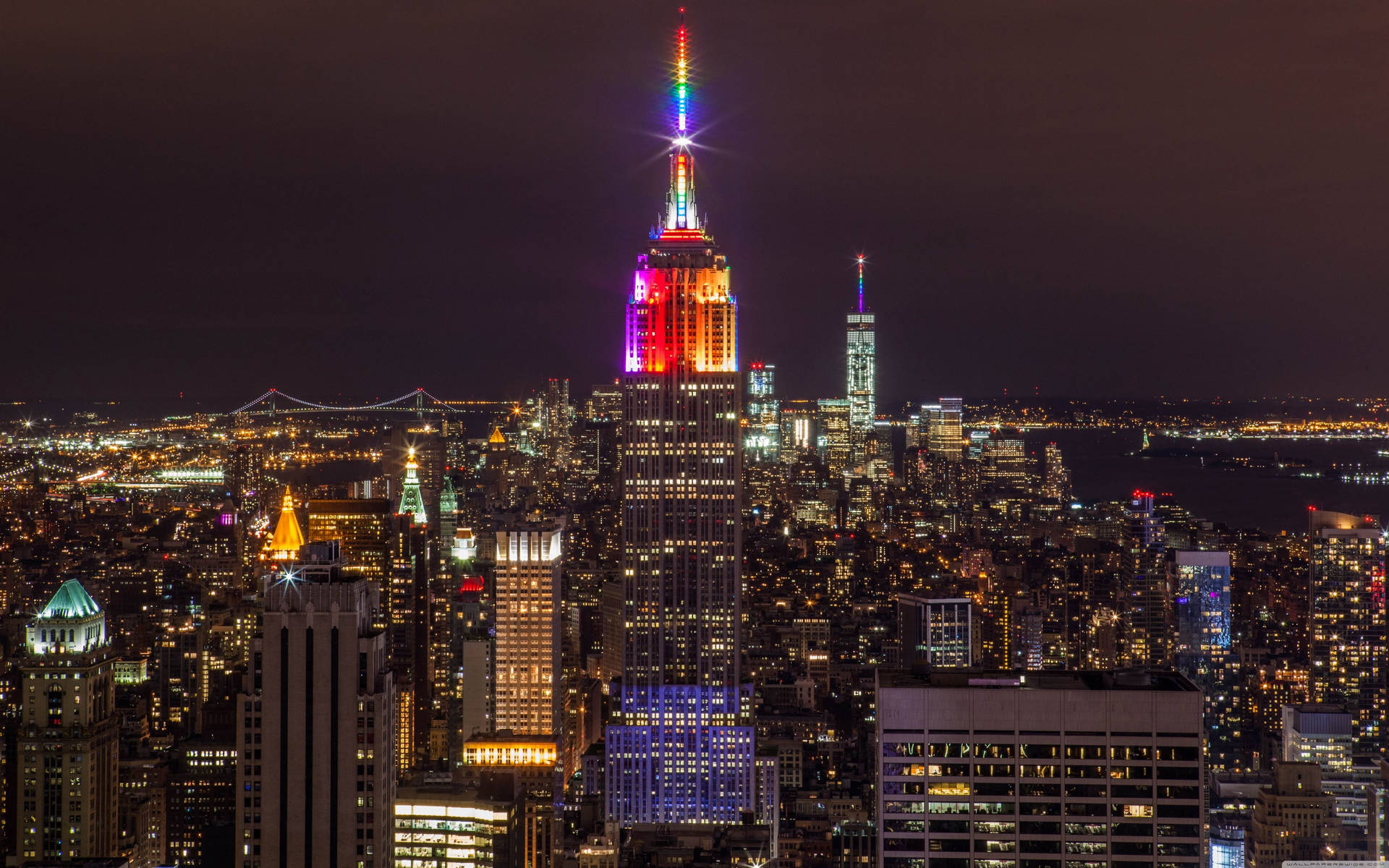 Vibrant Empire State Building New York Night Background