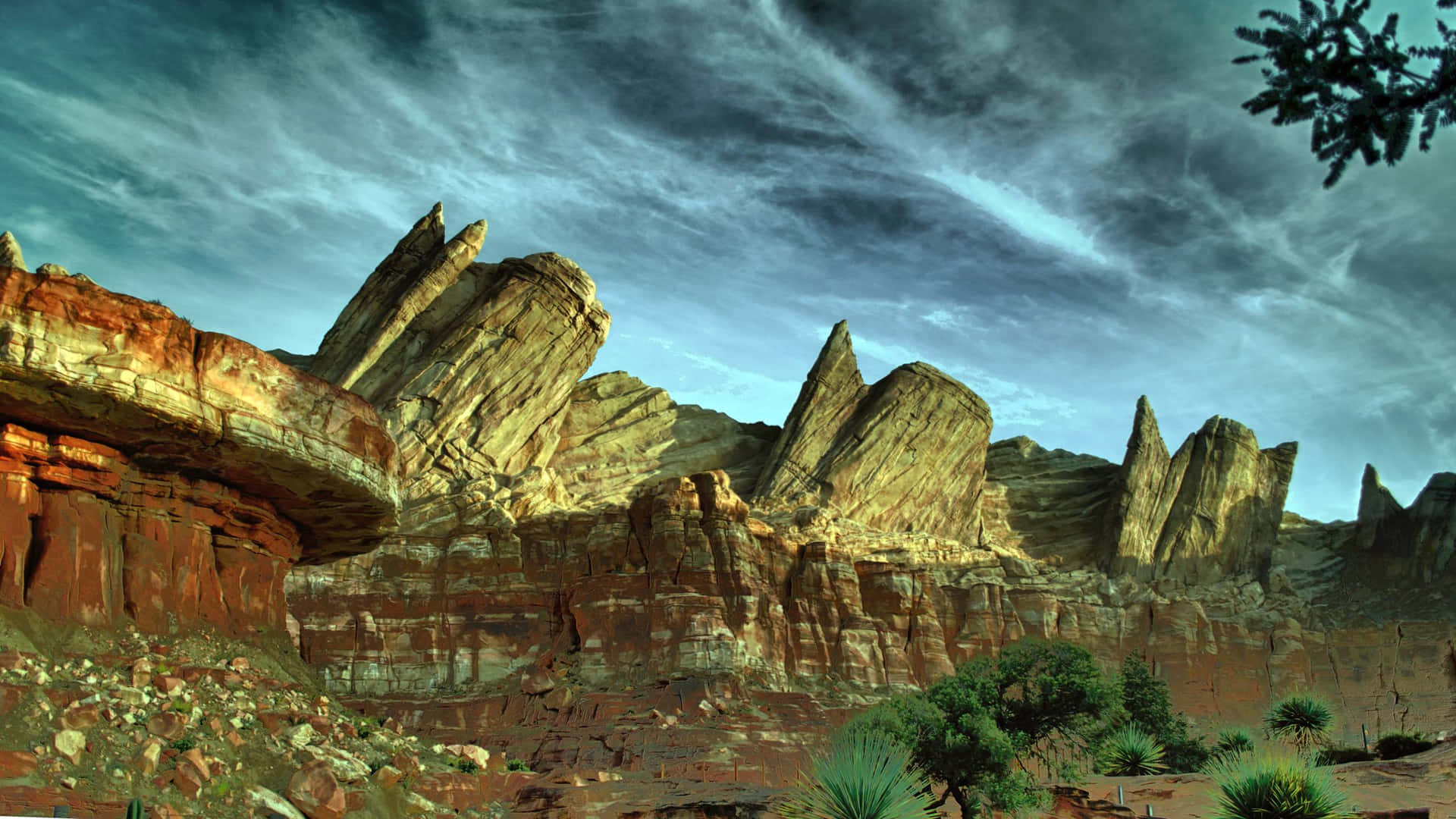 Vibrant Evening In Radiator Springs Background