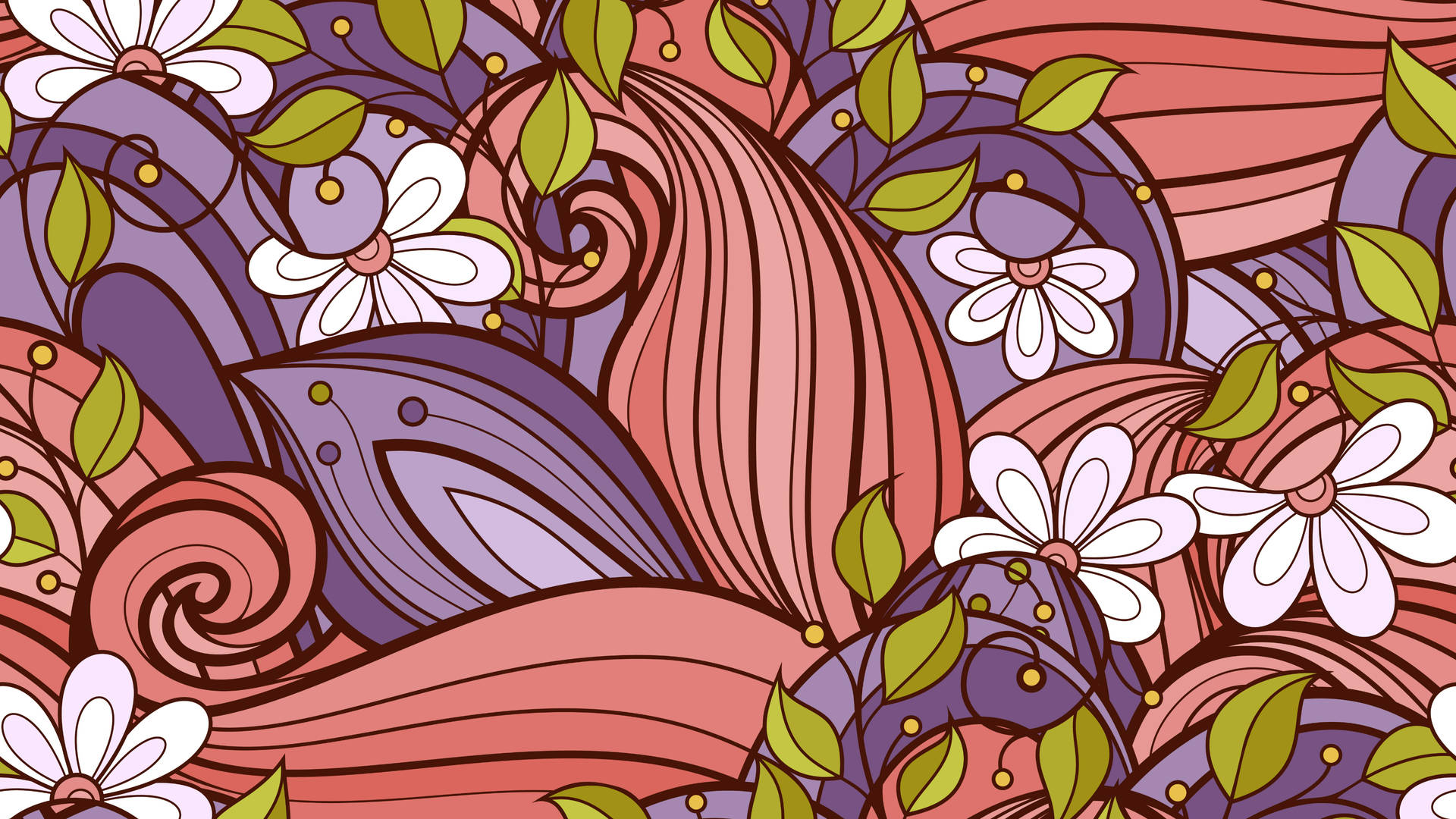 Vibrant Floral Doodle Pattern Background