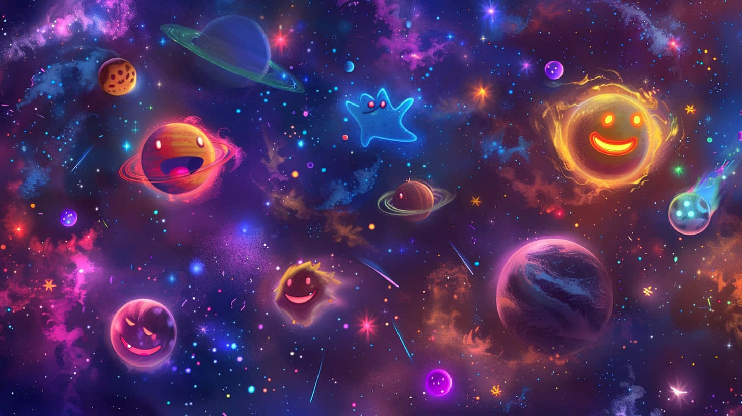Vibrant Galaxy Emojis Space Backdrop