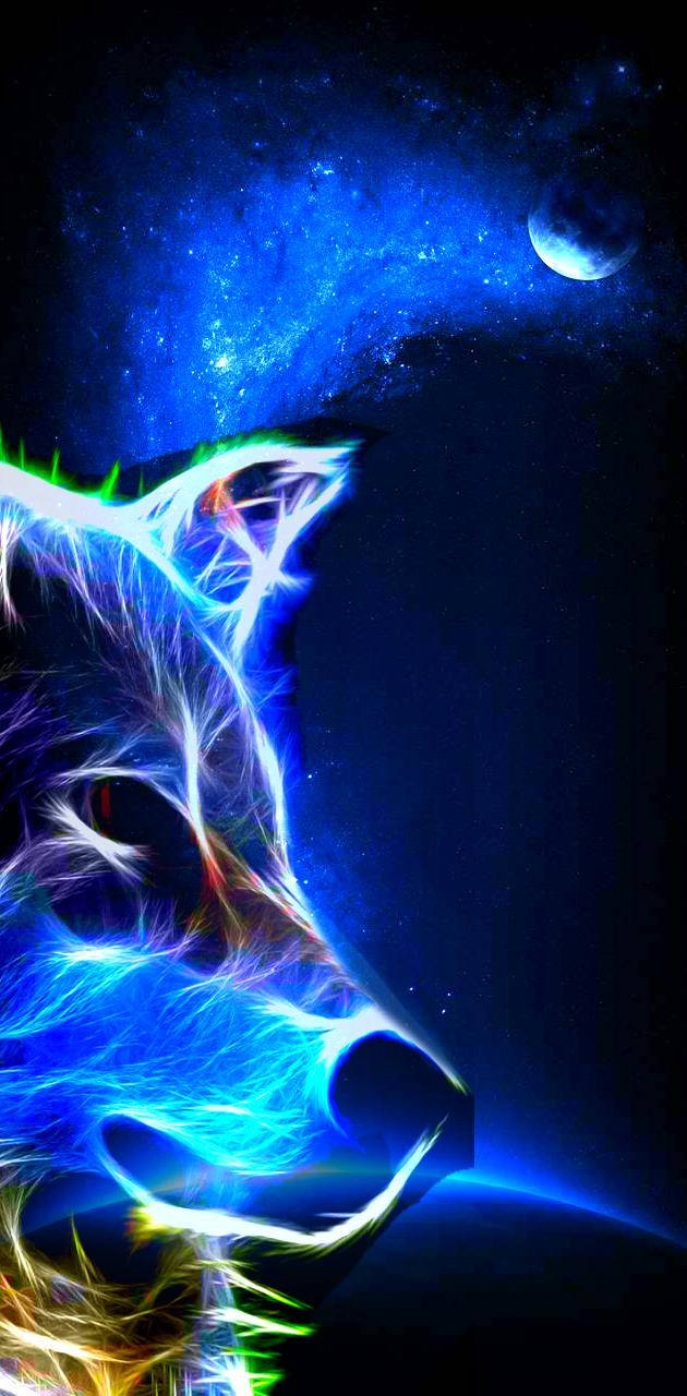 Vibrant Galaxy Wolf - A Beautiful Blend Of Nature And Space Background