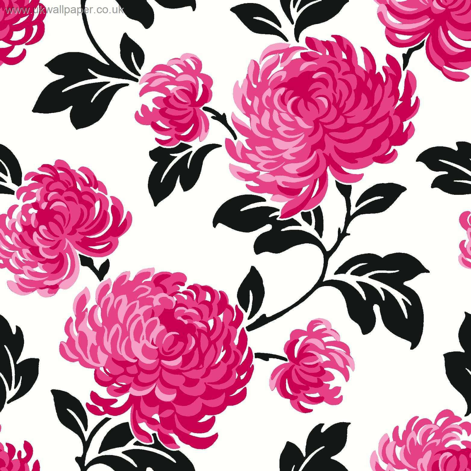 Vibrant Geometric Pattern With Eye-catching Pink, Black And White