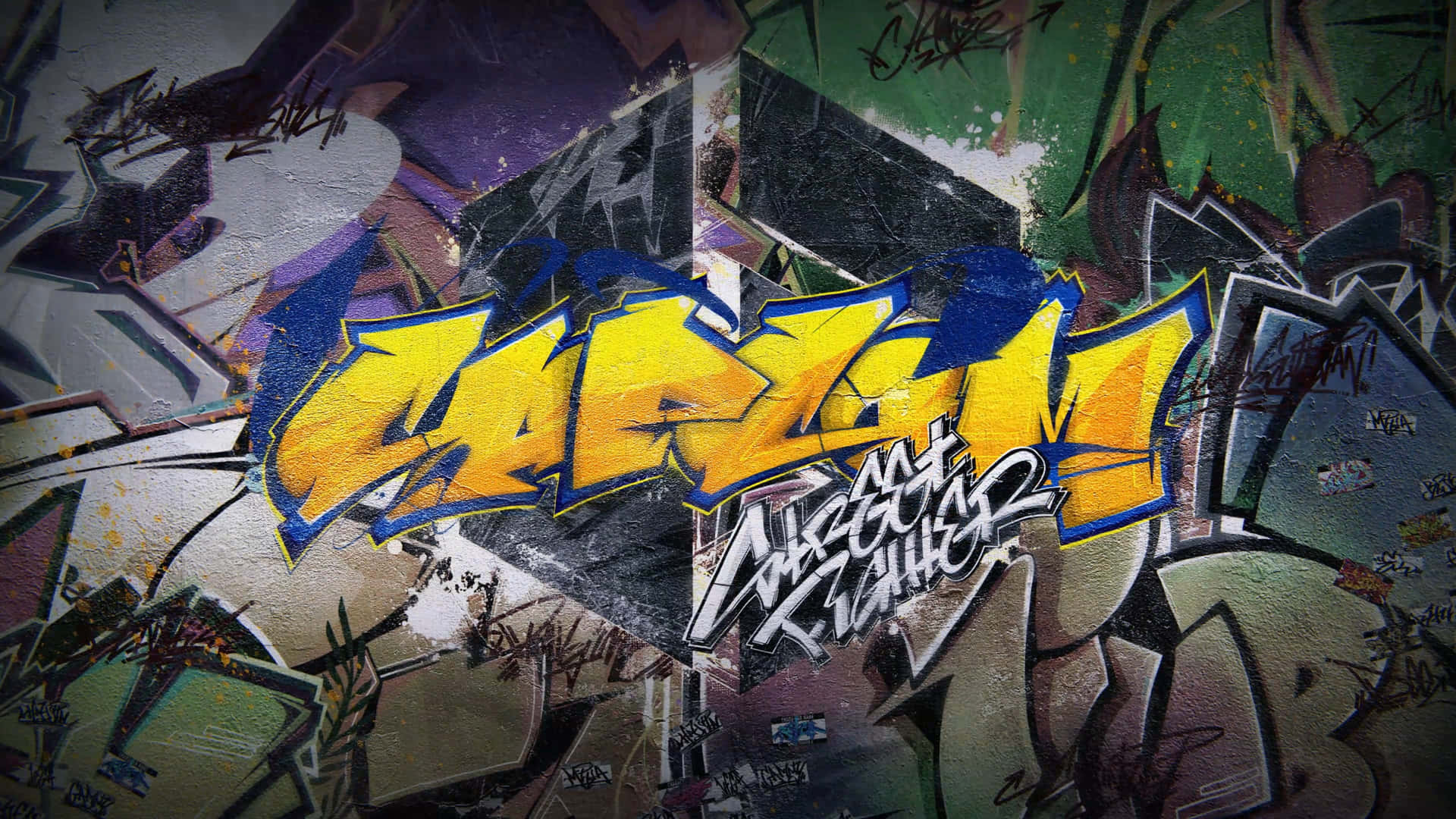 Vibrant Graffiti Mural On City Wall Background