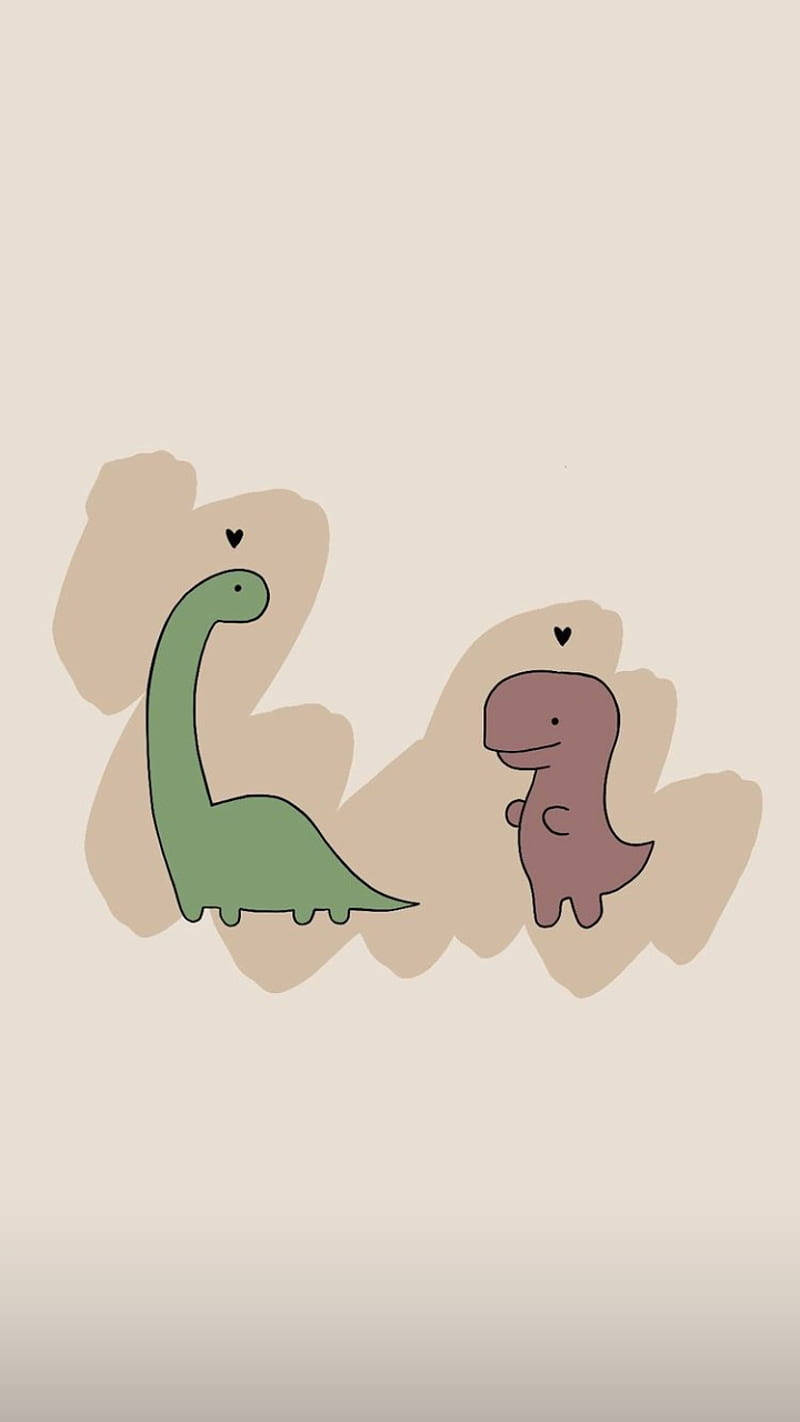 Vibrant Green And Red Dino Kawaii Iphone Wallpaper