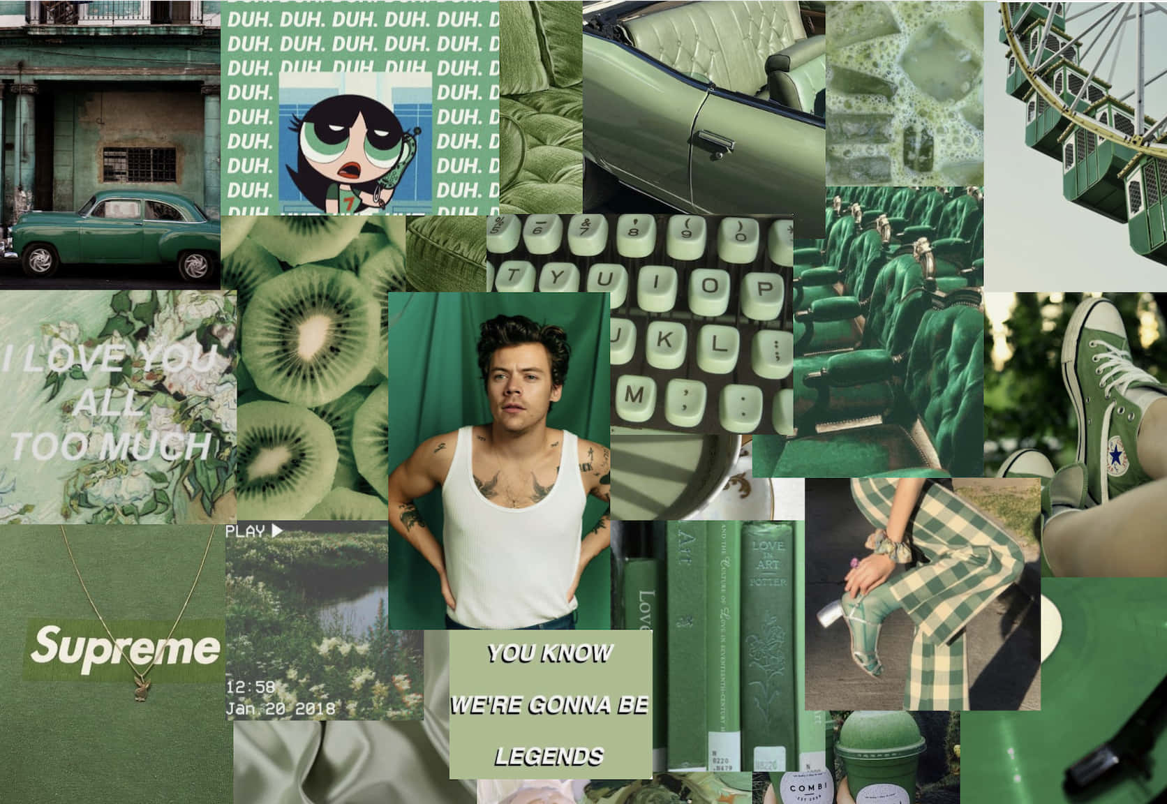 Vibrant Green Collage - Mother Nature's Palette Background