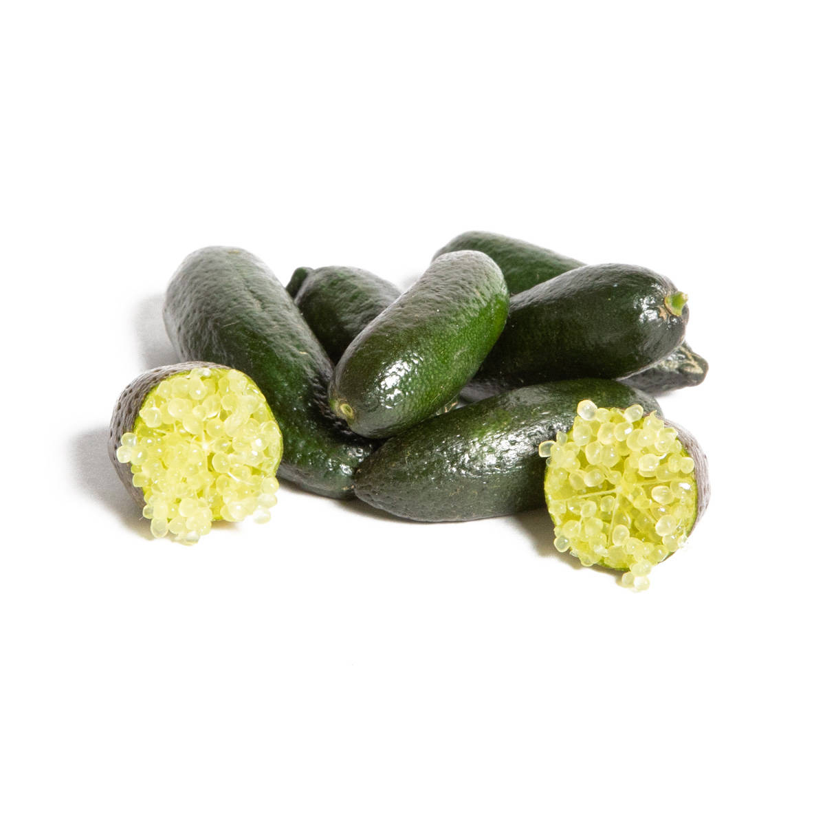 Vibrant Green Finger Limes On A Pristine White Background Background