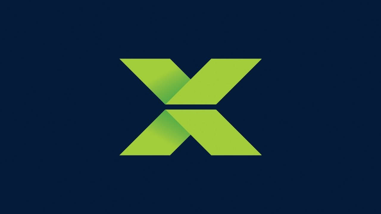 Vibrant Green Letter X Divided Design Background