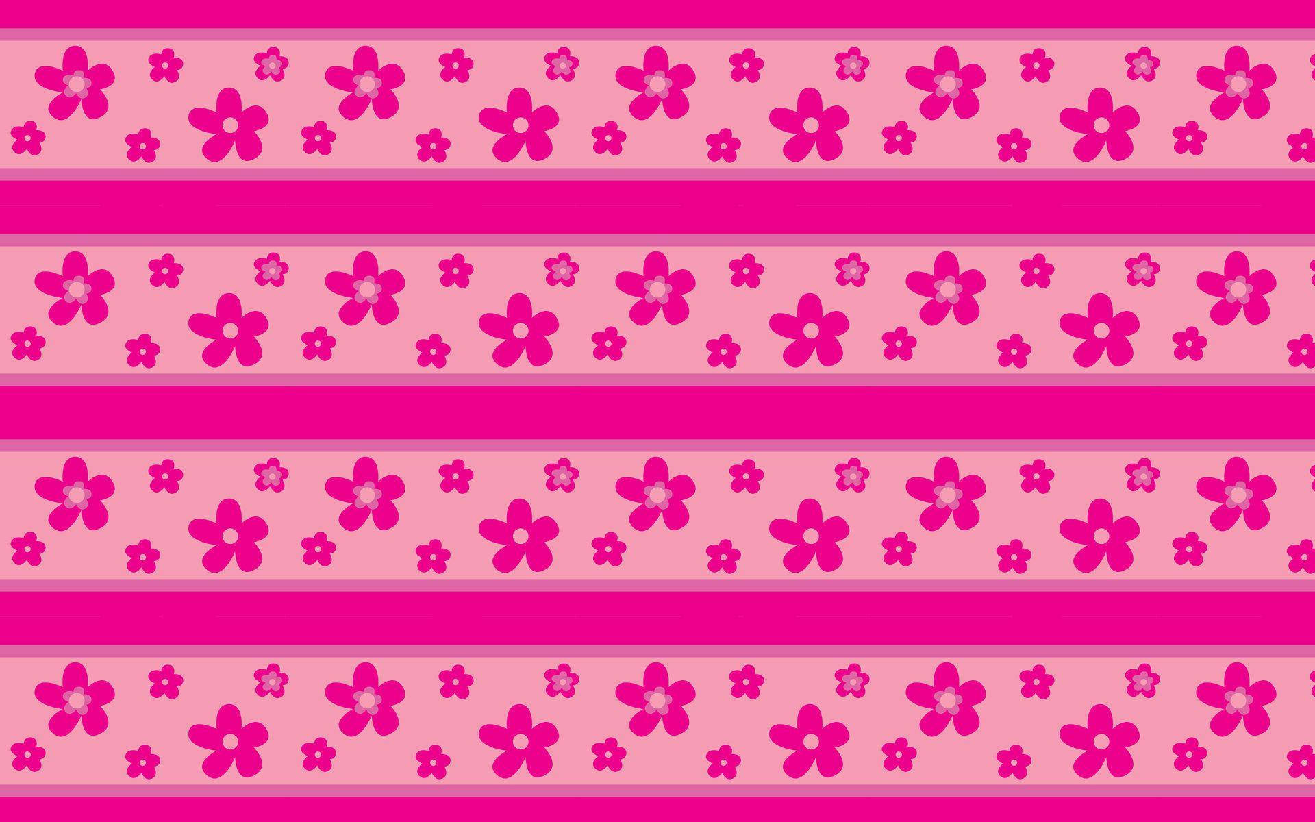 Vibrant Hot Pink Flower Amidst Lines Pattern Background