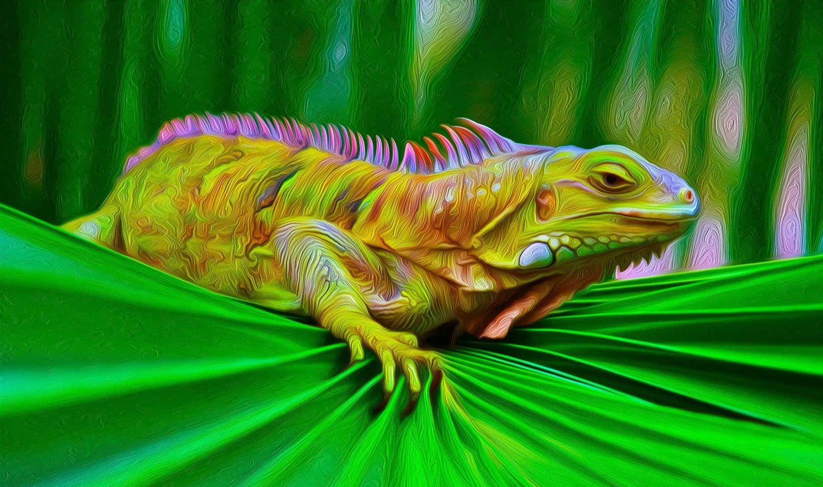 Vibrant Iguana Artwork Background