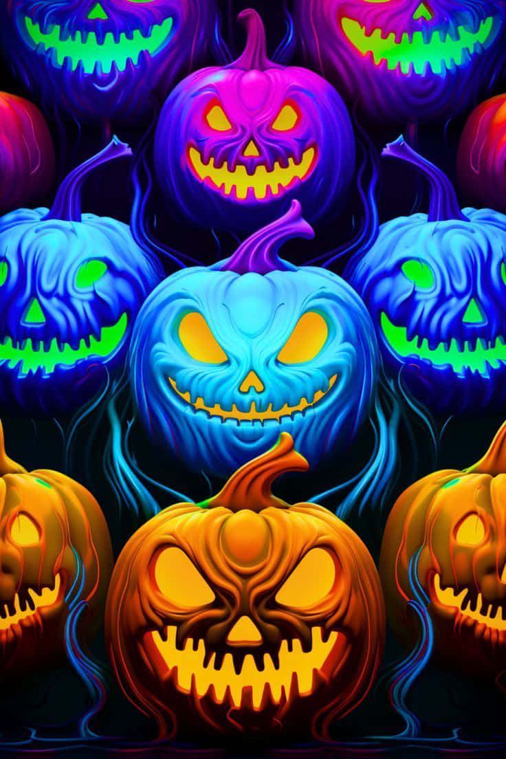 Vibrant Jack O Lanterns Display Background