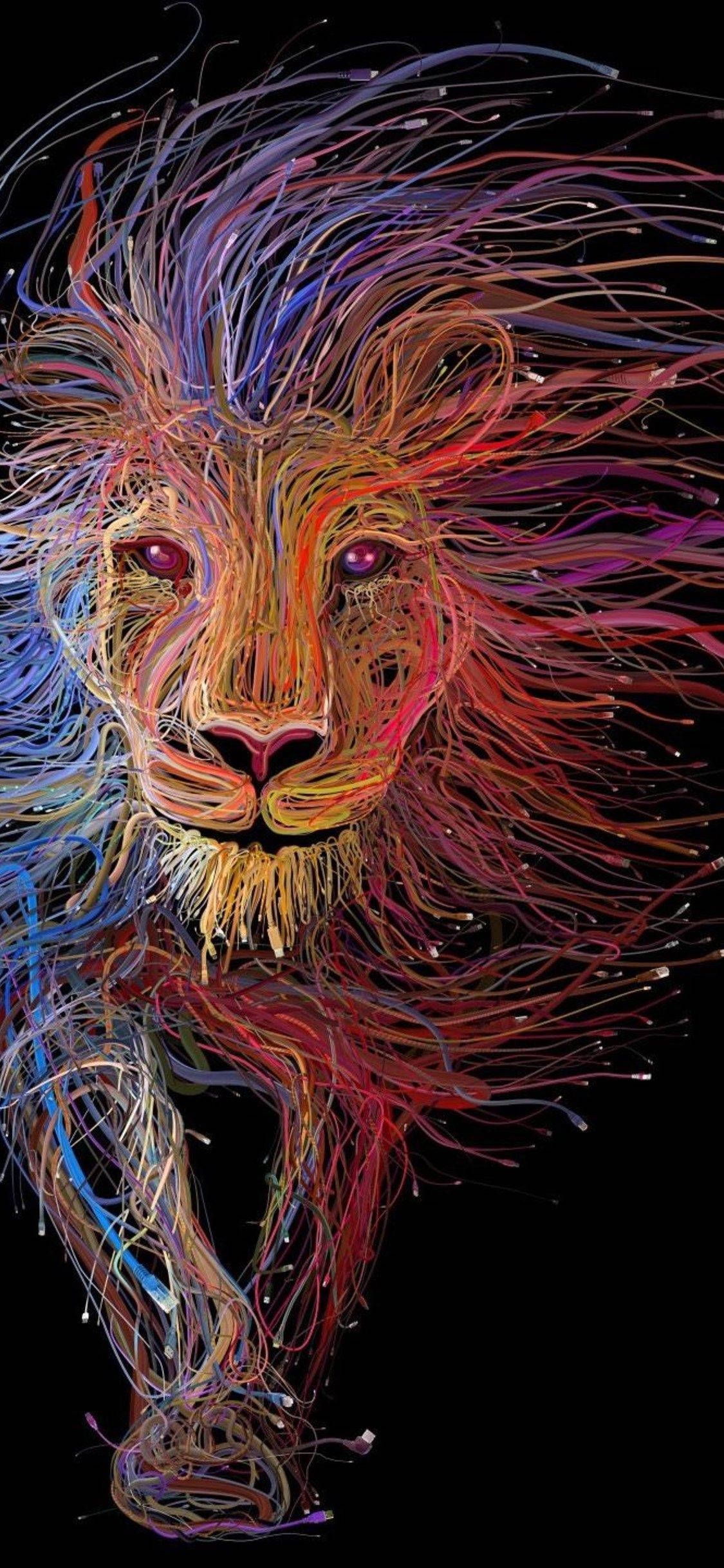 Vibrant Lines Lion Iphone Background