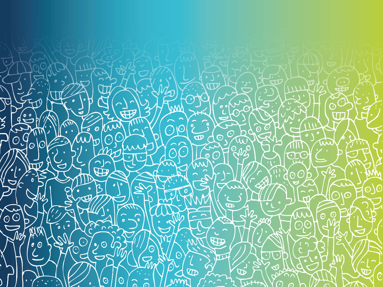 Vibrant Marketing Crowd In Blue And Green Background