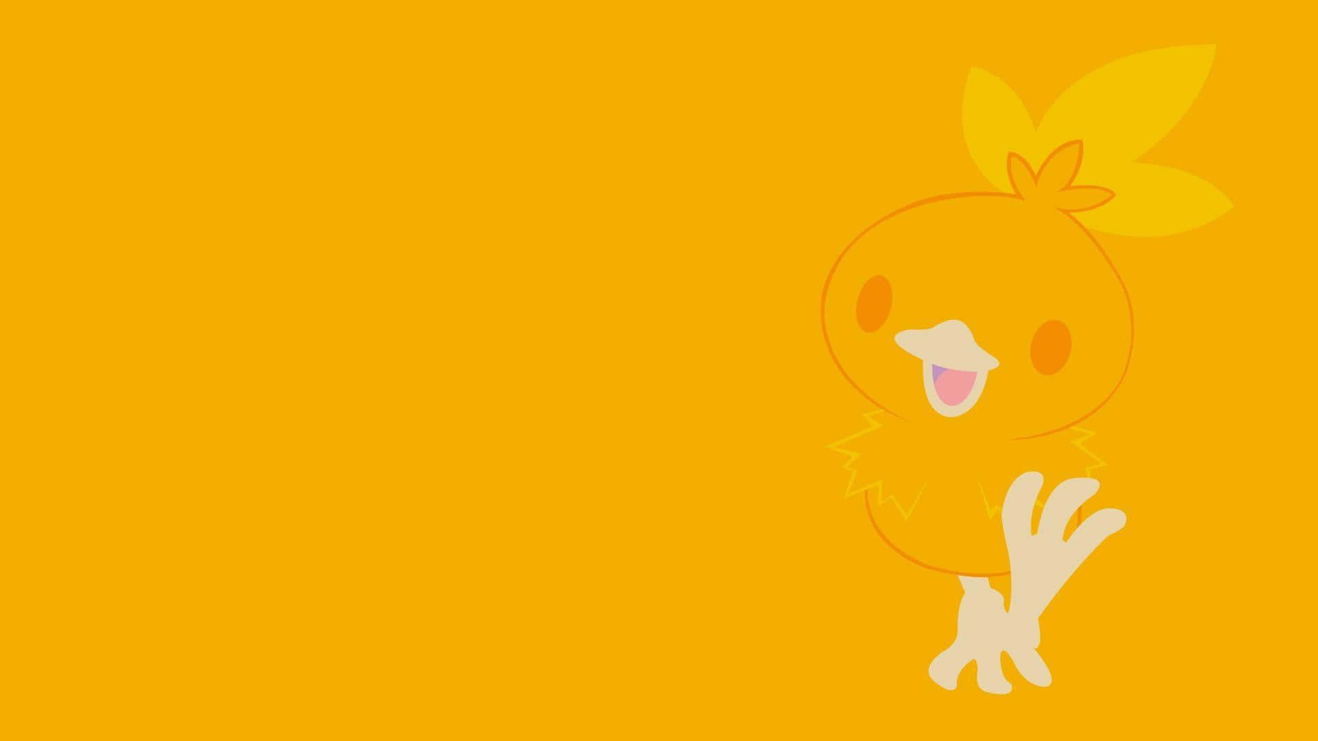 Vibrant Minimalist Illustration Of Torchic Background