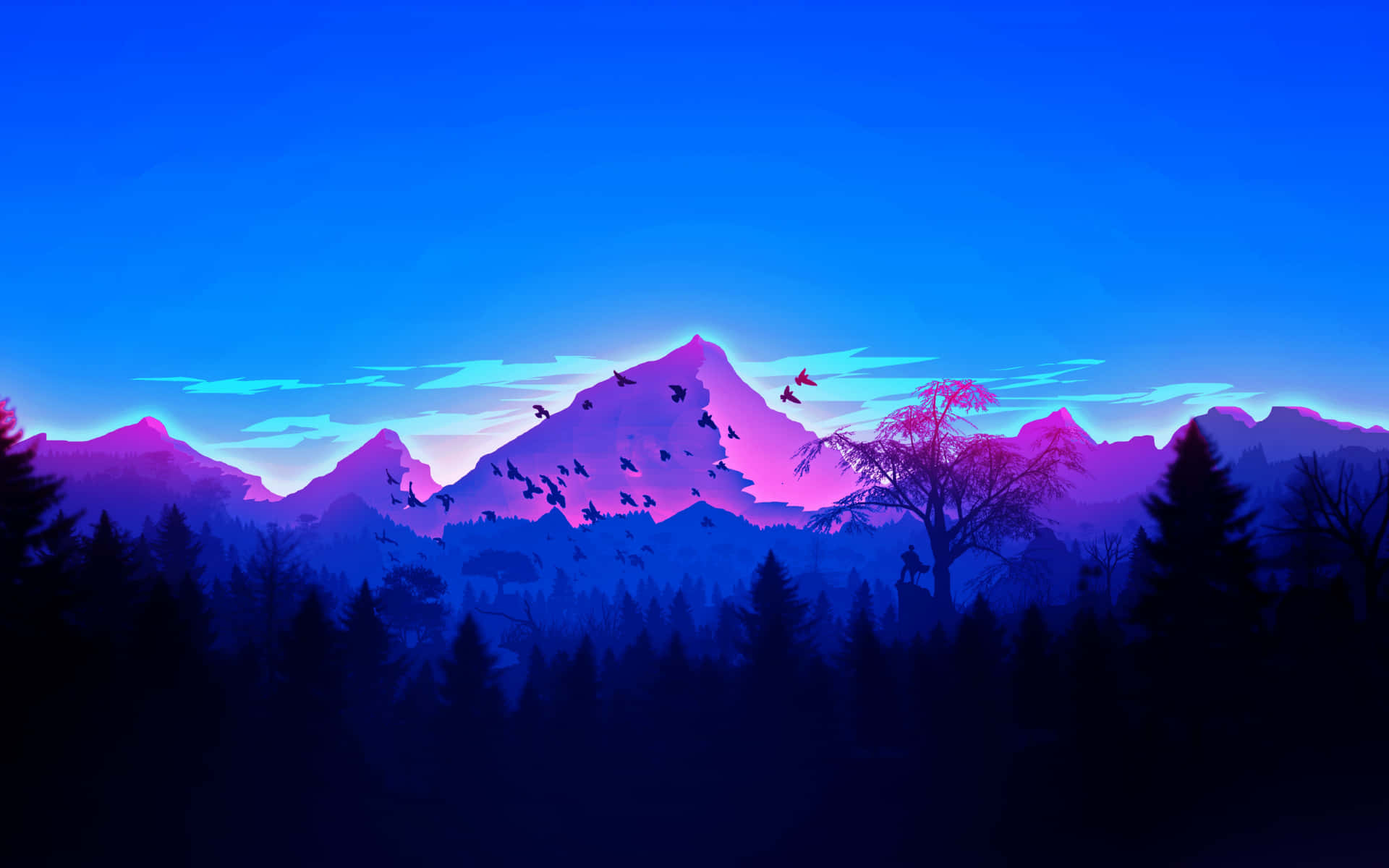 Vibrant Mountain Sunset Background