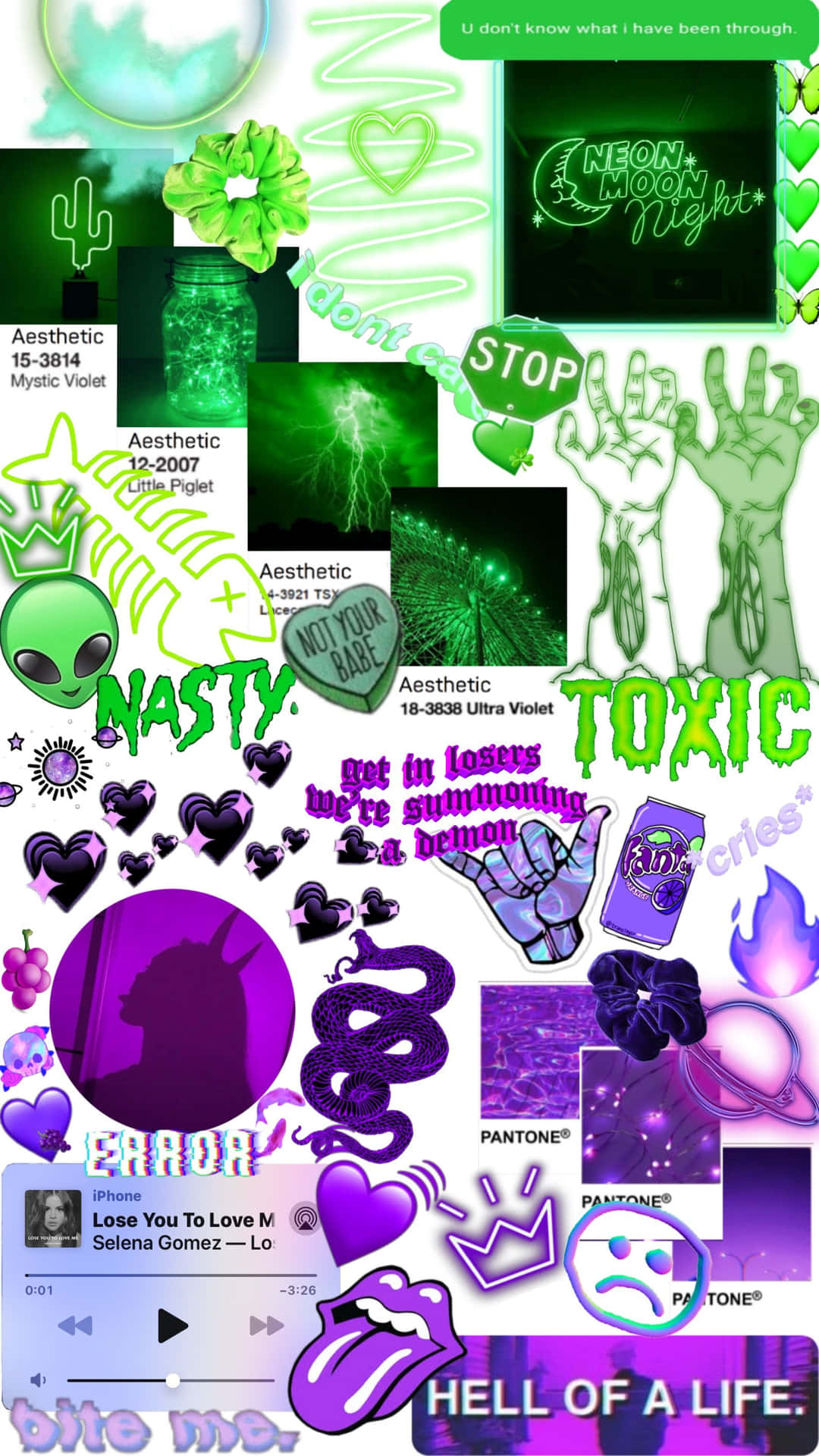 Vibrant Neon Green And Purple Background