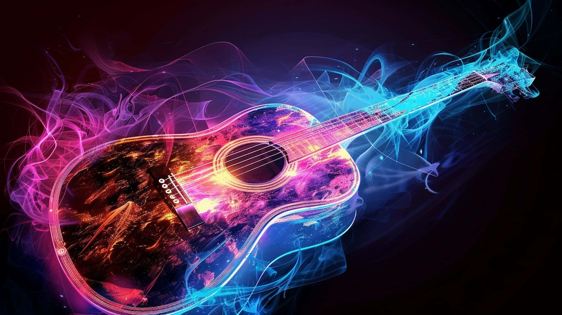 Vibrant Neon Guitar Art Background
