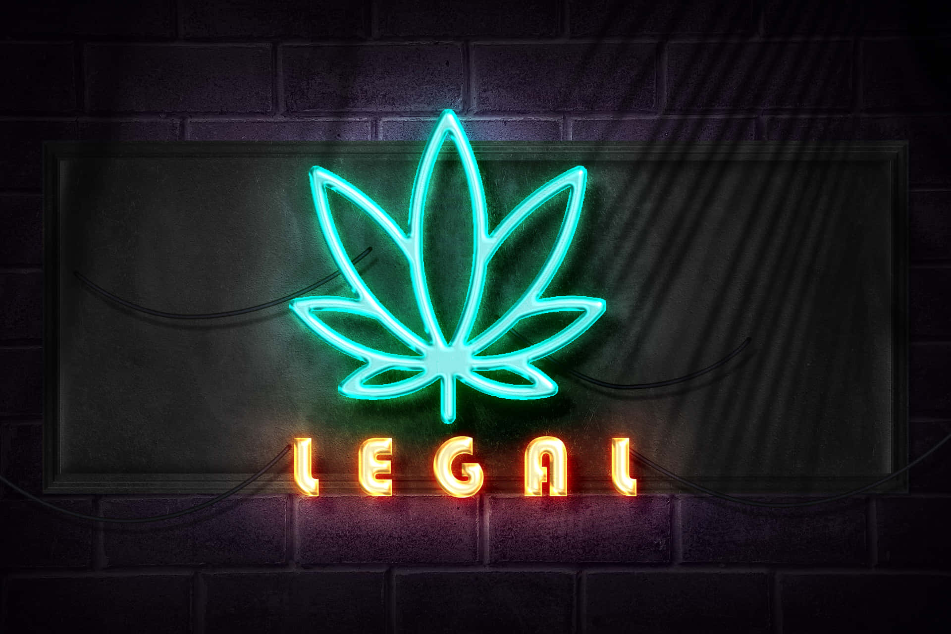 Vibrant Neon Marijuana Leaf