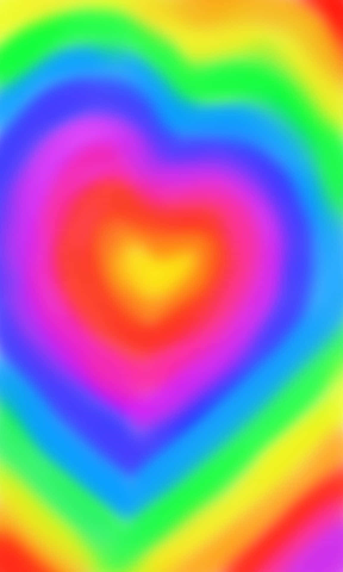 Vibrant Neon Rainbow Heart Background Background