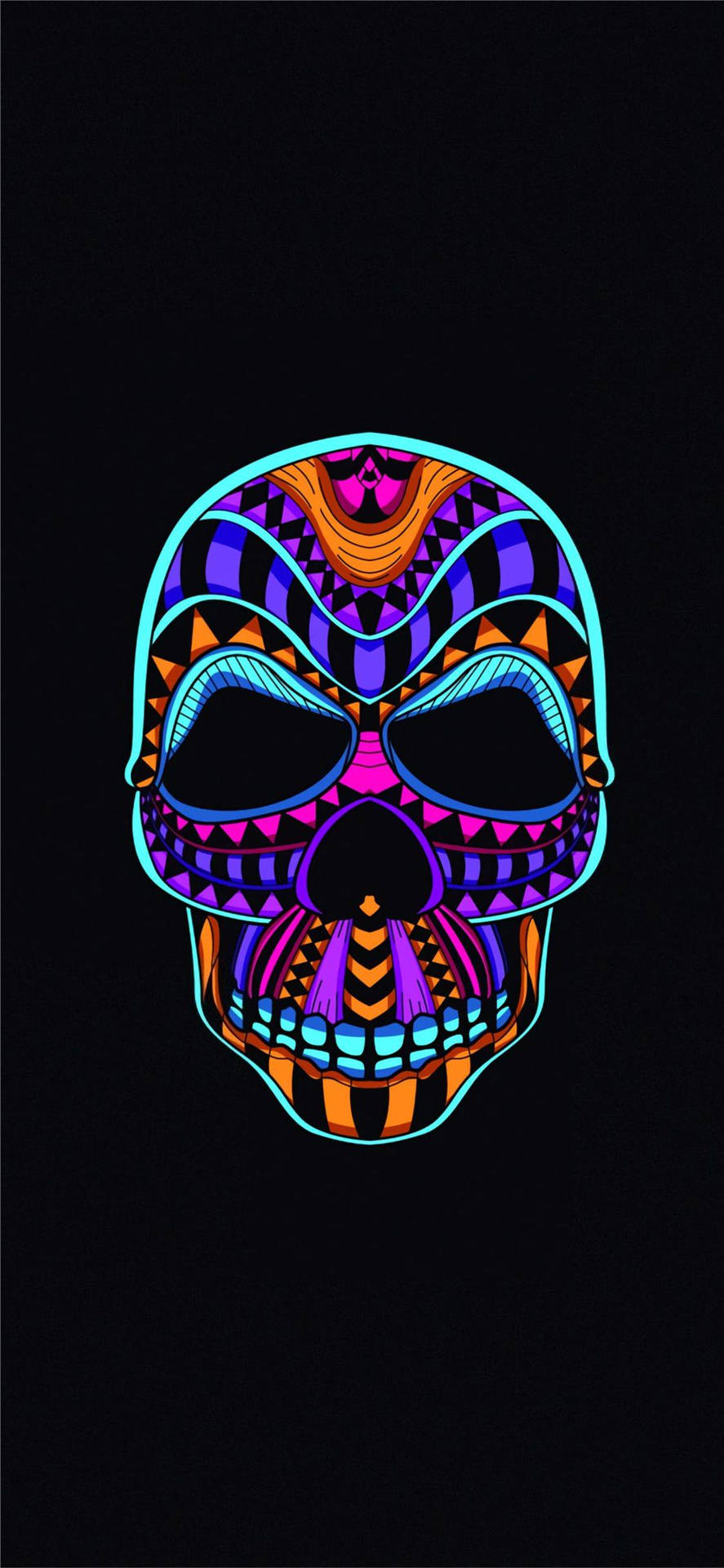 Vibrant Neon Skull On Oled Display Background