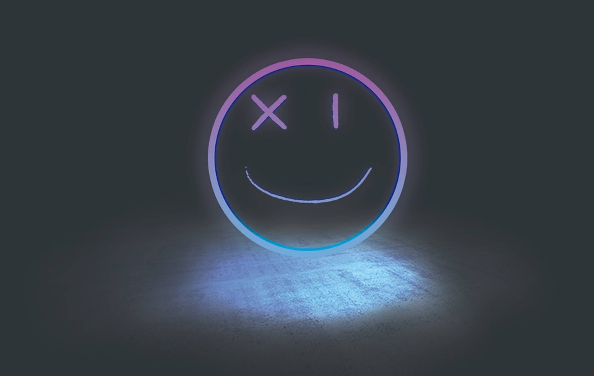 Vibrant Neon Smile In The Dark Background