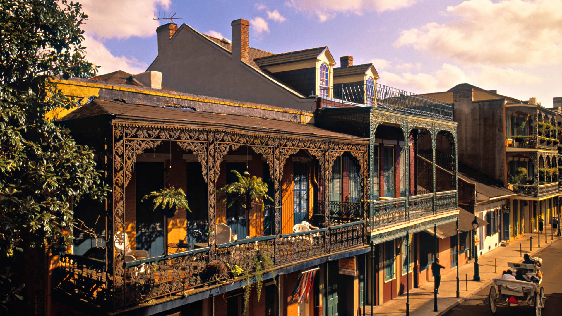 Vibrant New Orleans French Quarter Architecture Background