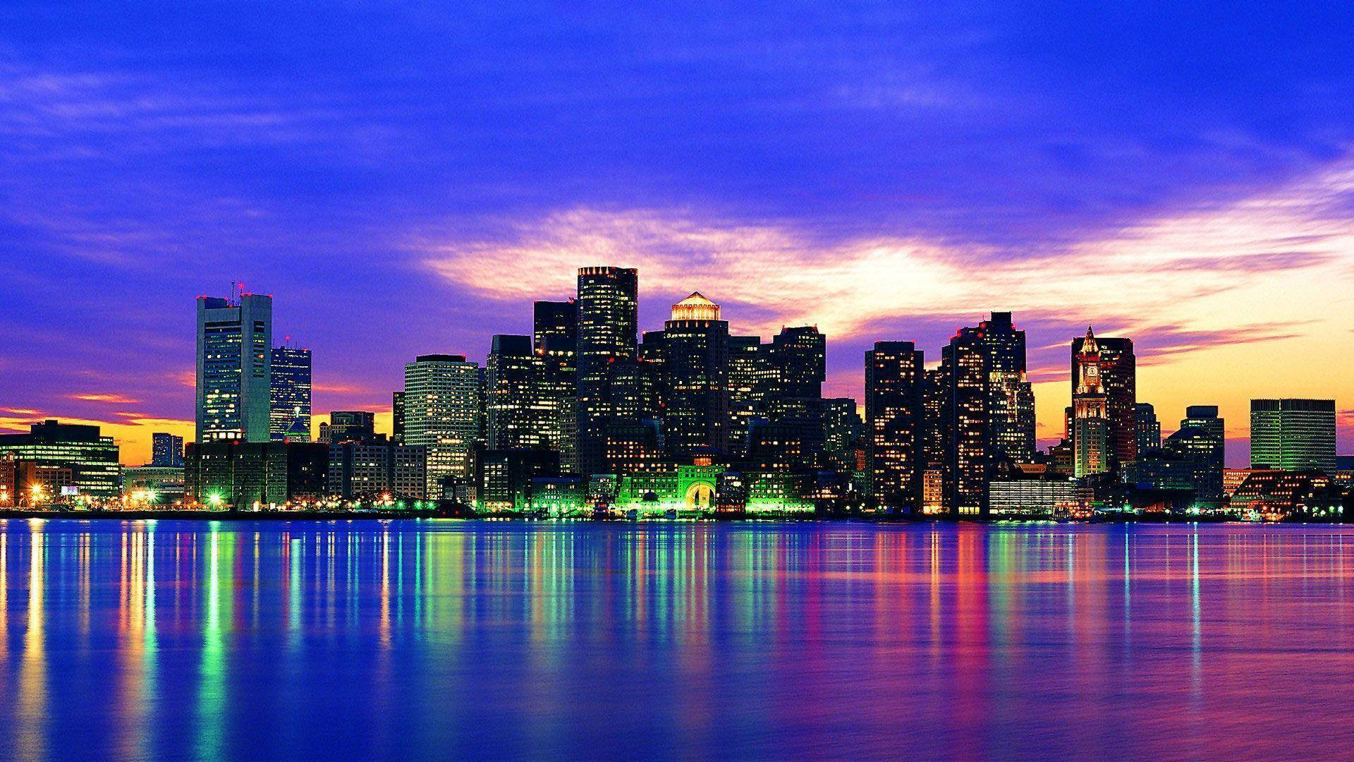 Vibrant New York Skyline By The River