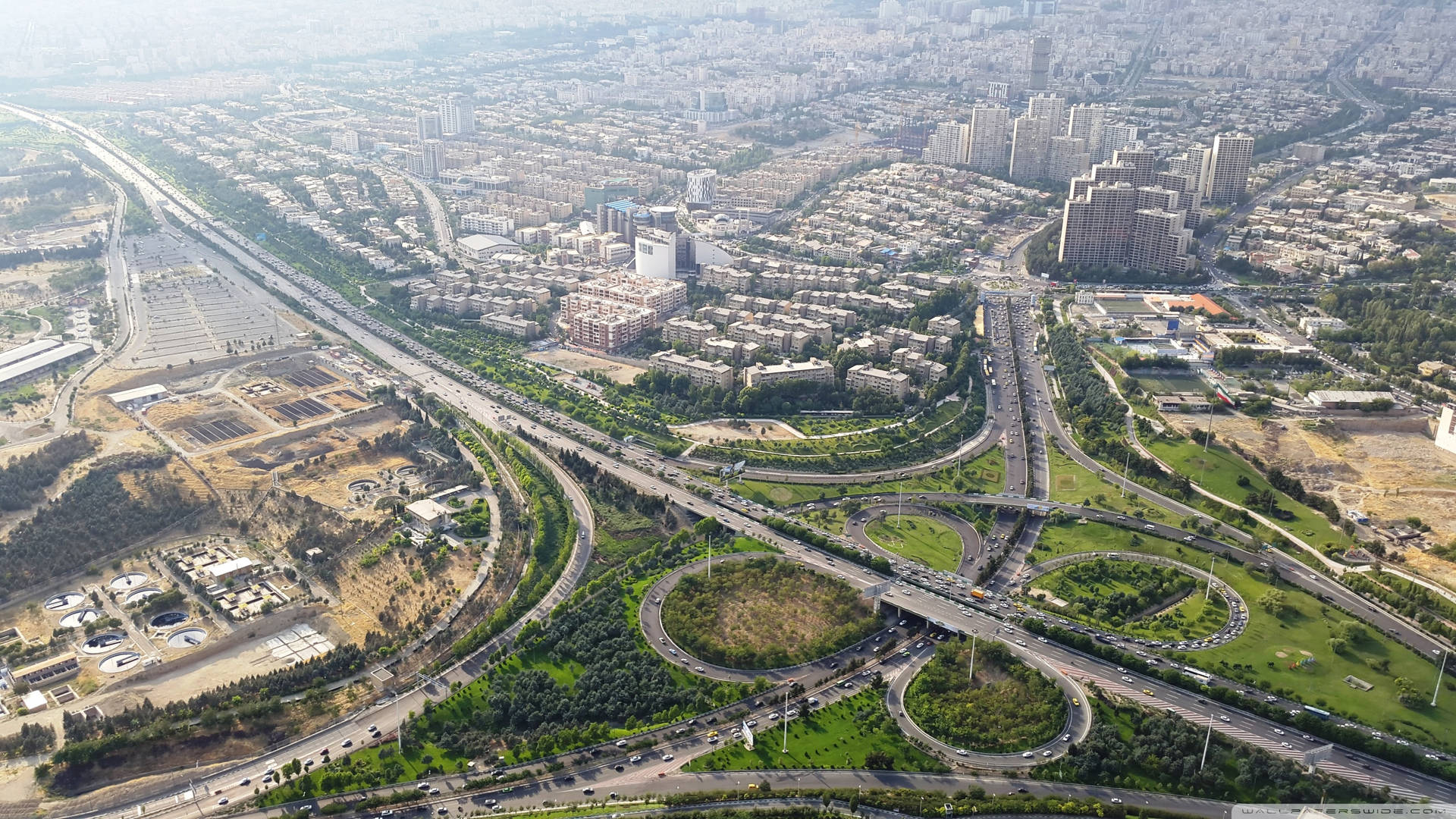 Vibrant Night Scene Of Tehran Road Loops