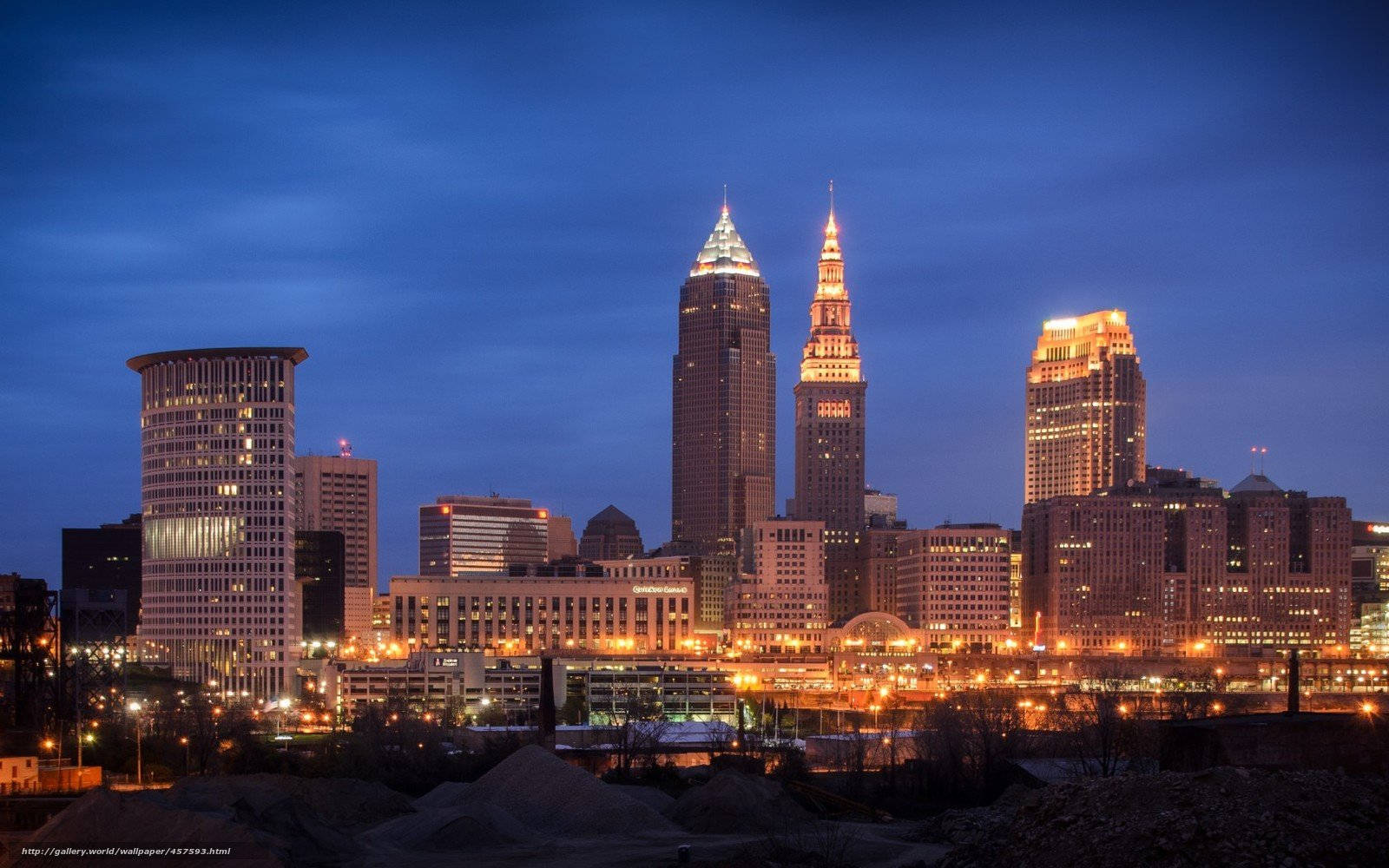 Vibrant Night View Of Cleveland City Background