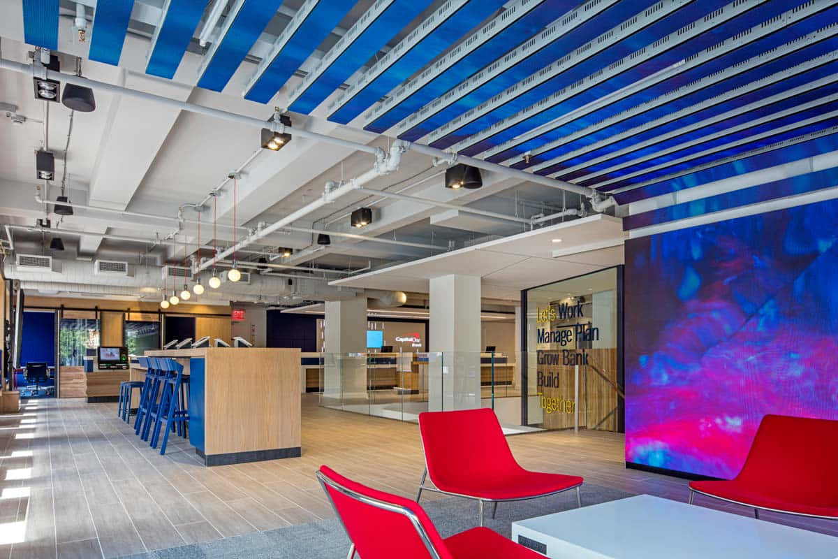 Vibrant Office Space Of Capital One Background