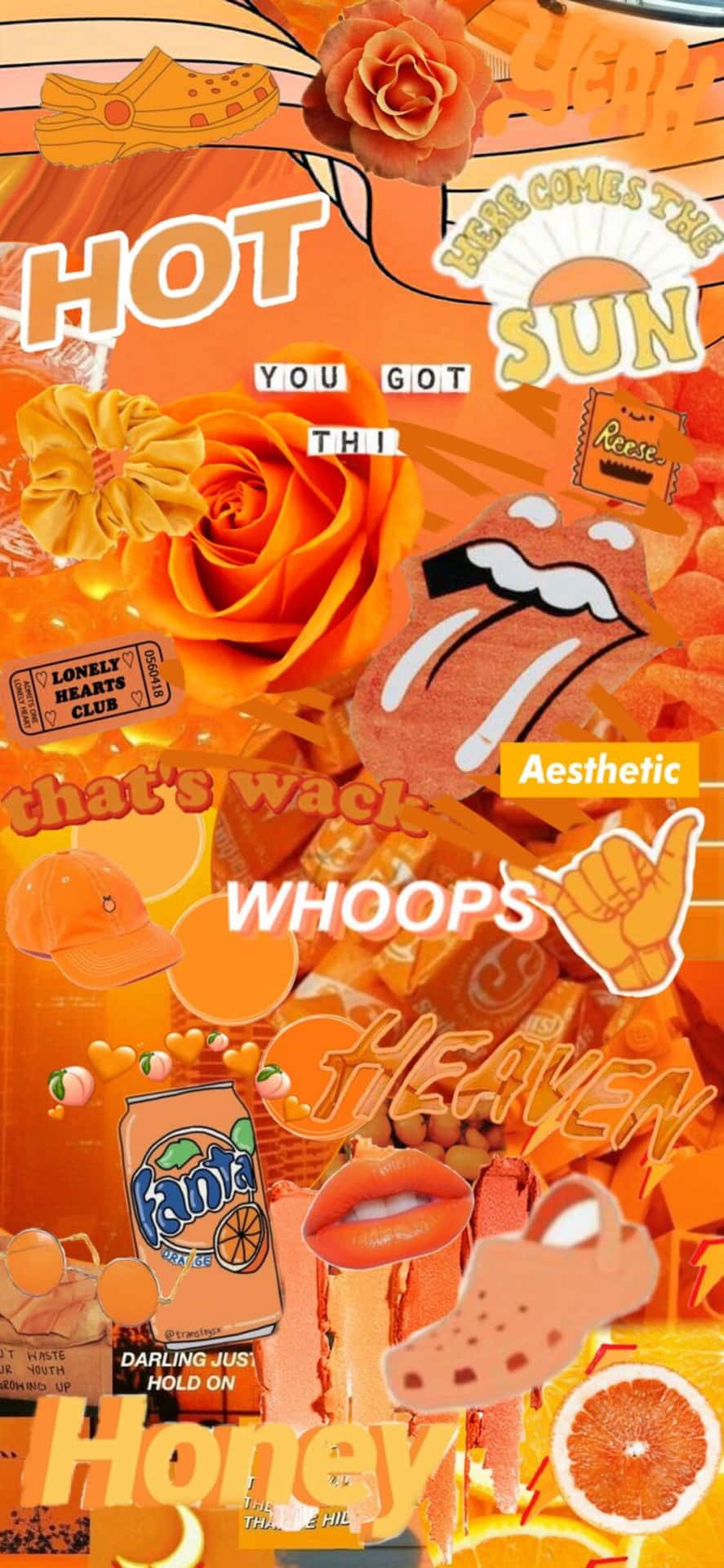 Vibrant Orange Aesthetic Collage Background