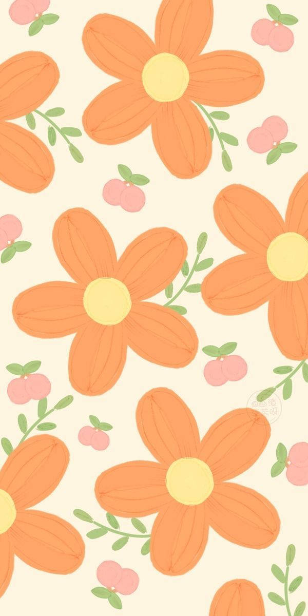 Vibrant Orange Floral Array Background