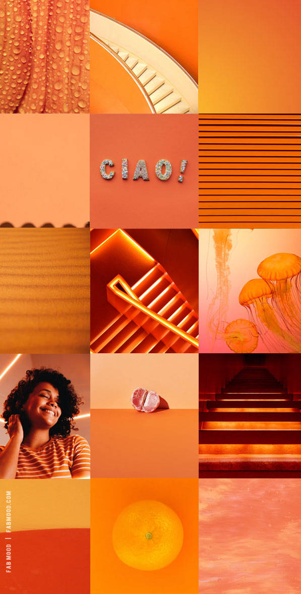 Vibrant Orange Phone Collage Aesthetic Background