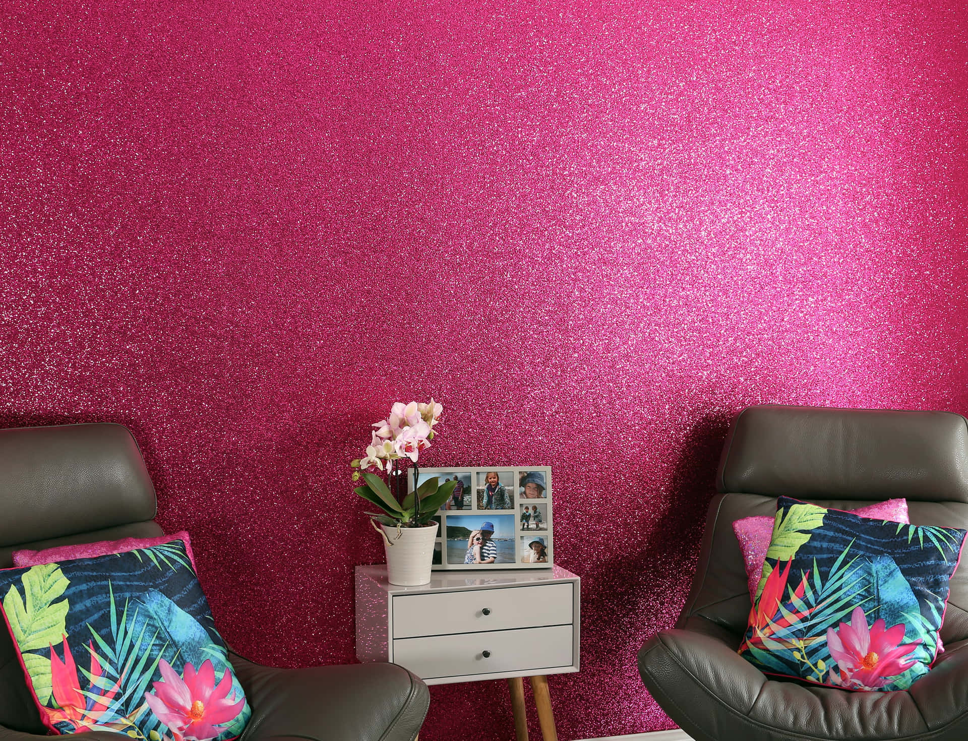 Vibrant Pink Glitter Wall Interior Background