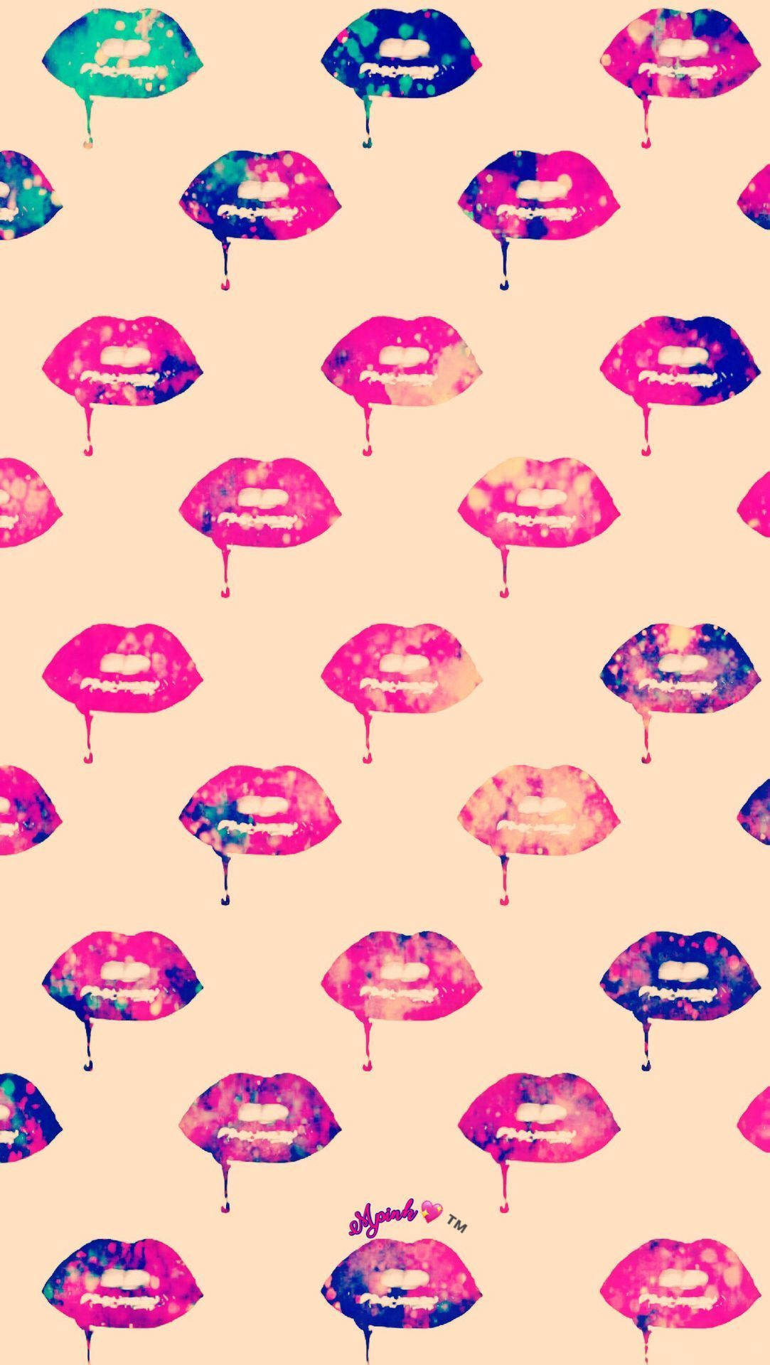 Vibrant Pink Lips On Girly Iphone Lock Screen Wallpaper Background