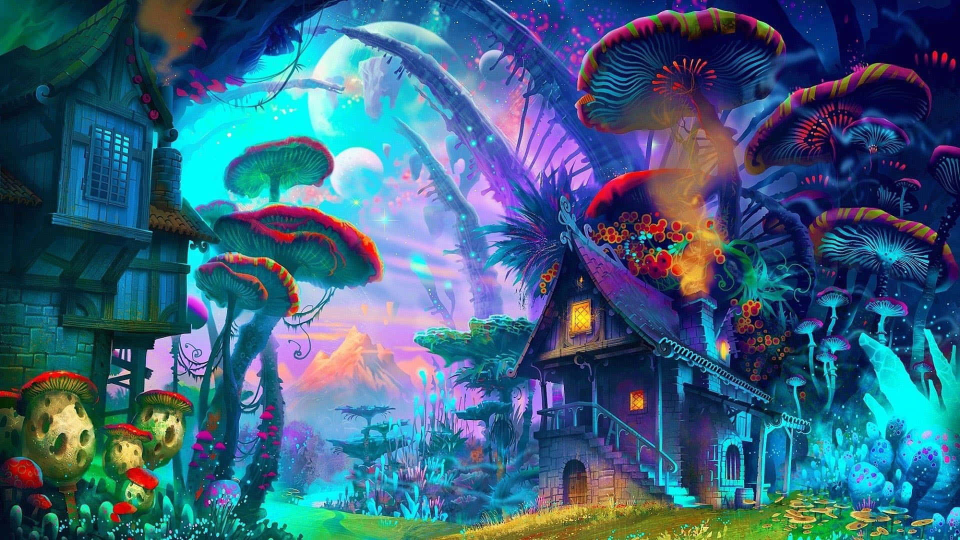 Vibrant Psychedelic Dreamland In Trippy Art Background