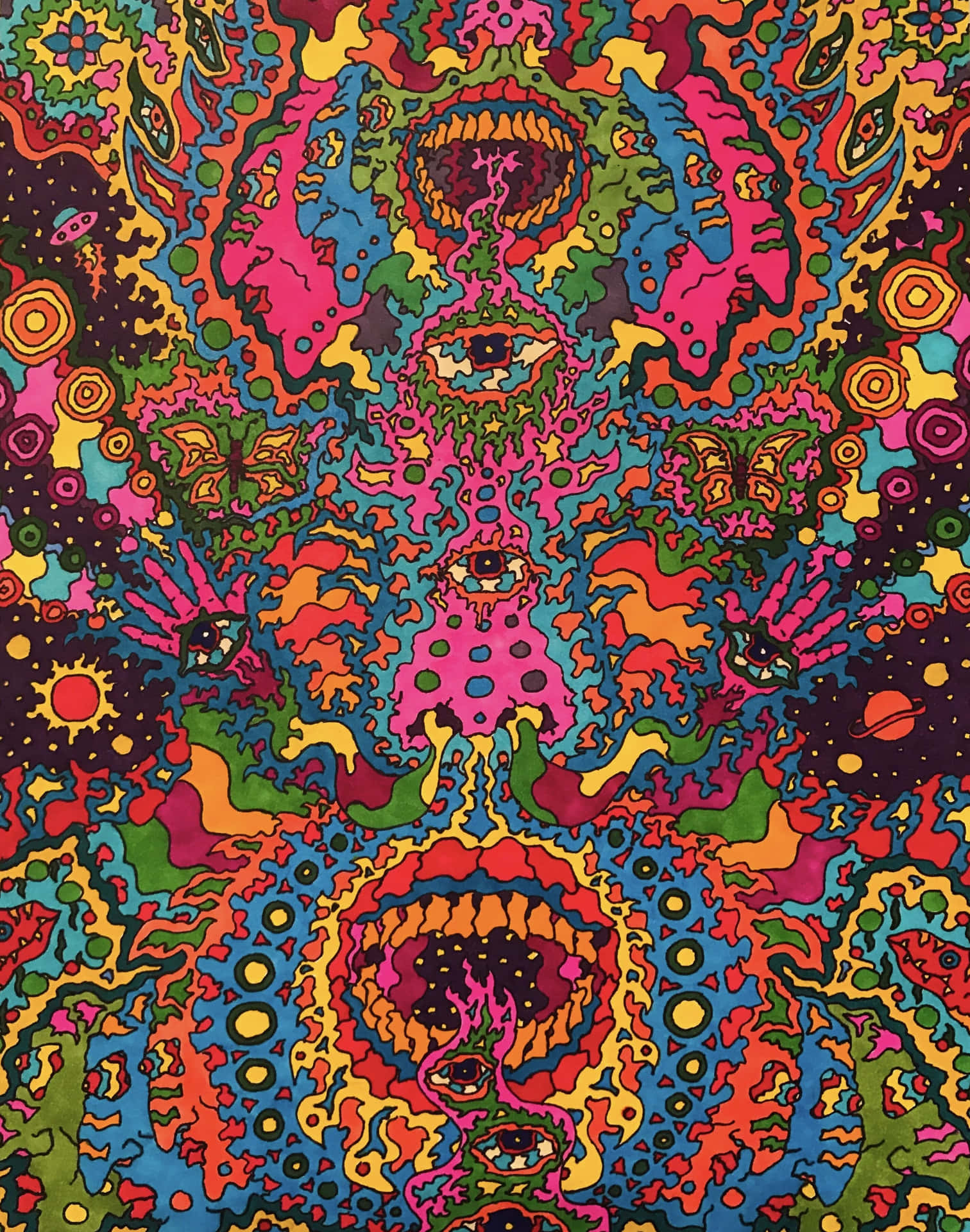 Vibrant Psychedelic Grunge Artwork Background