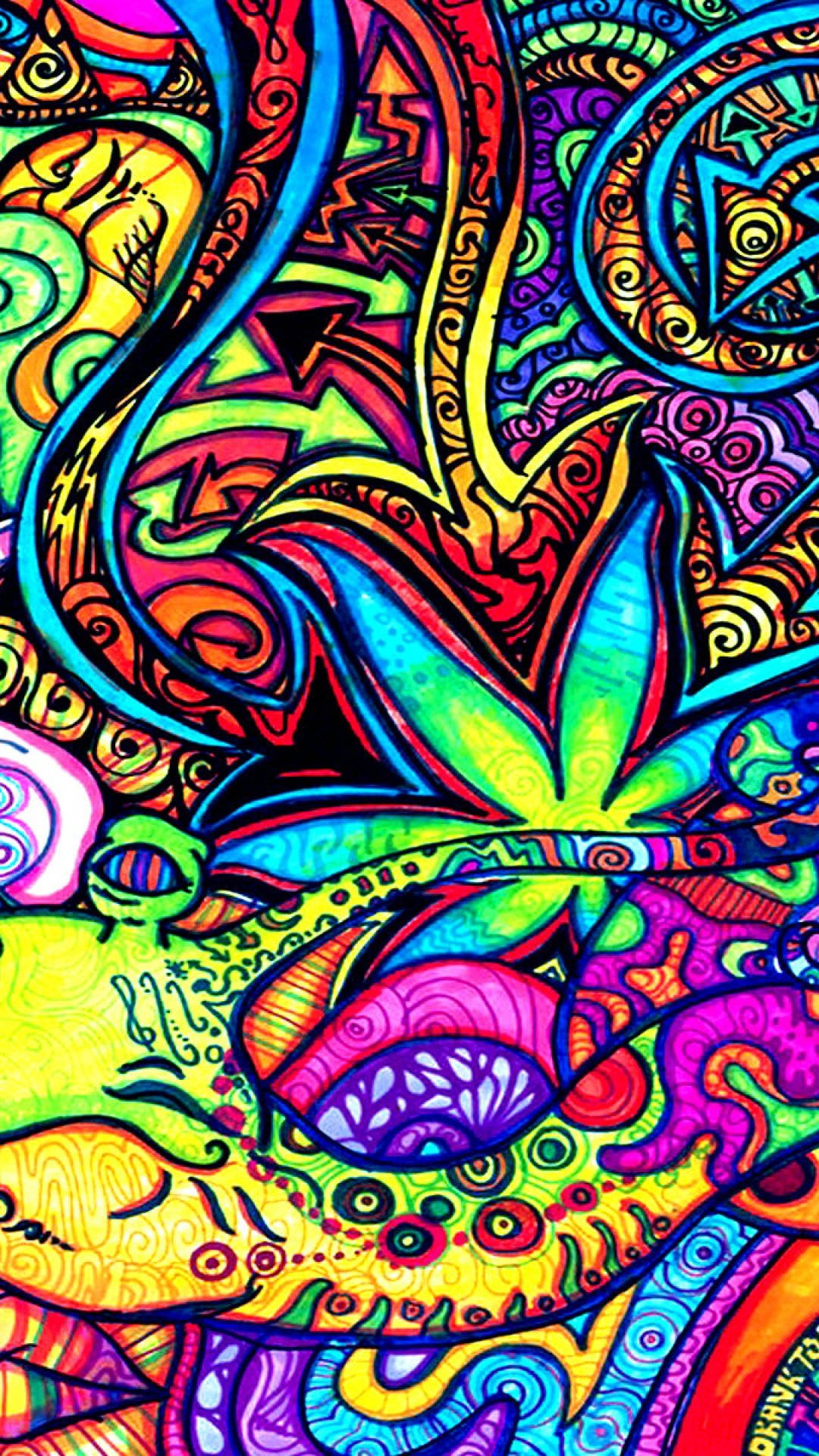 Vibrant Psychedelic Iphone Wallpaper Background