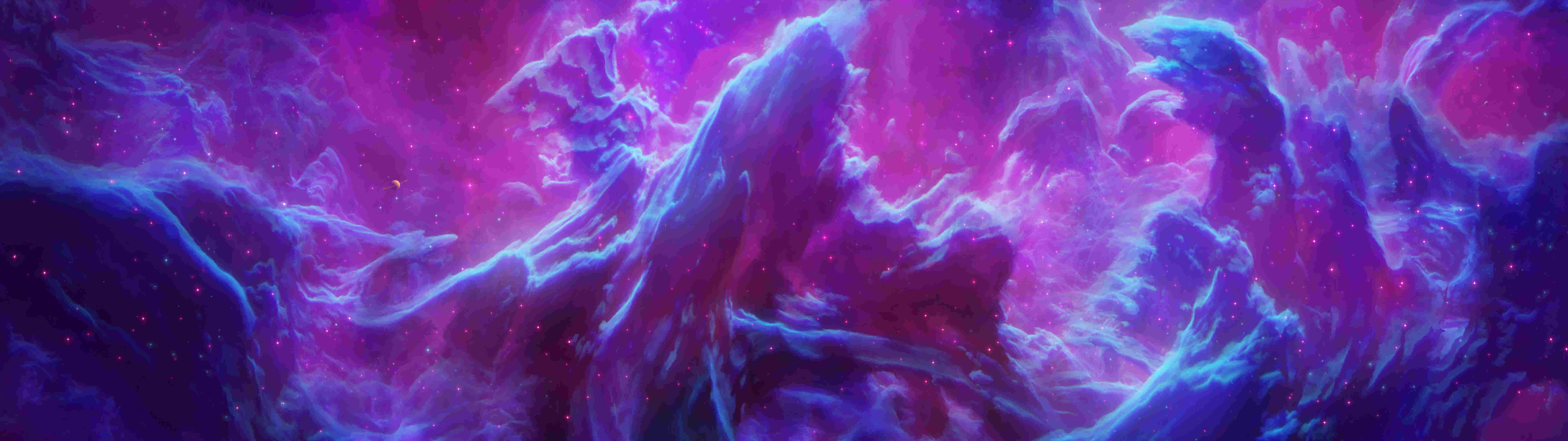 Vibrant Purple Nebula Panorama