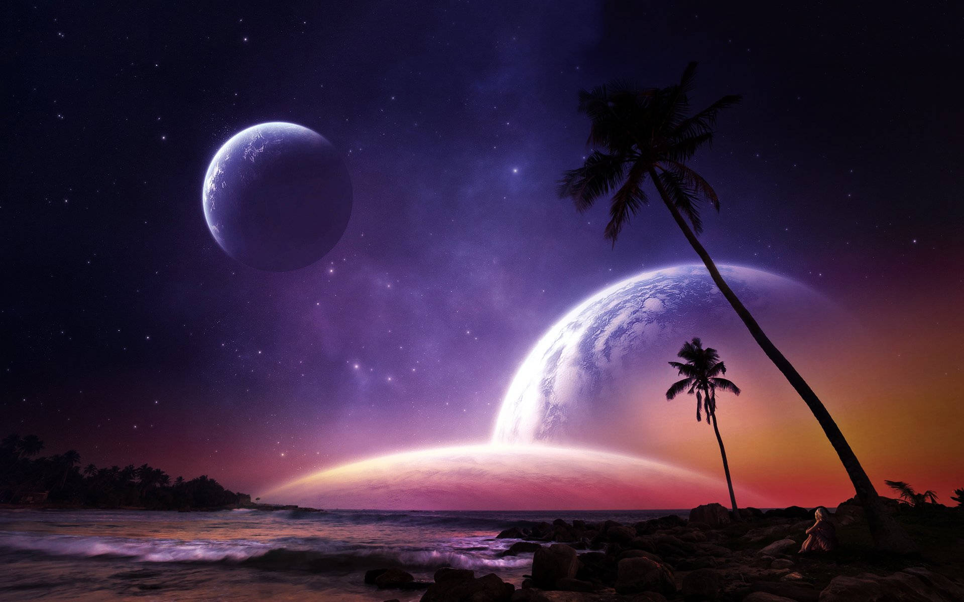 Vibrant Purple Outlook Planet And Nature Background