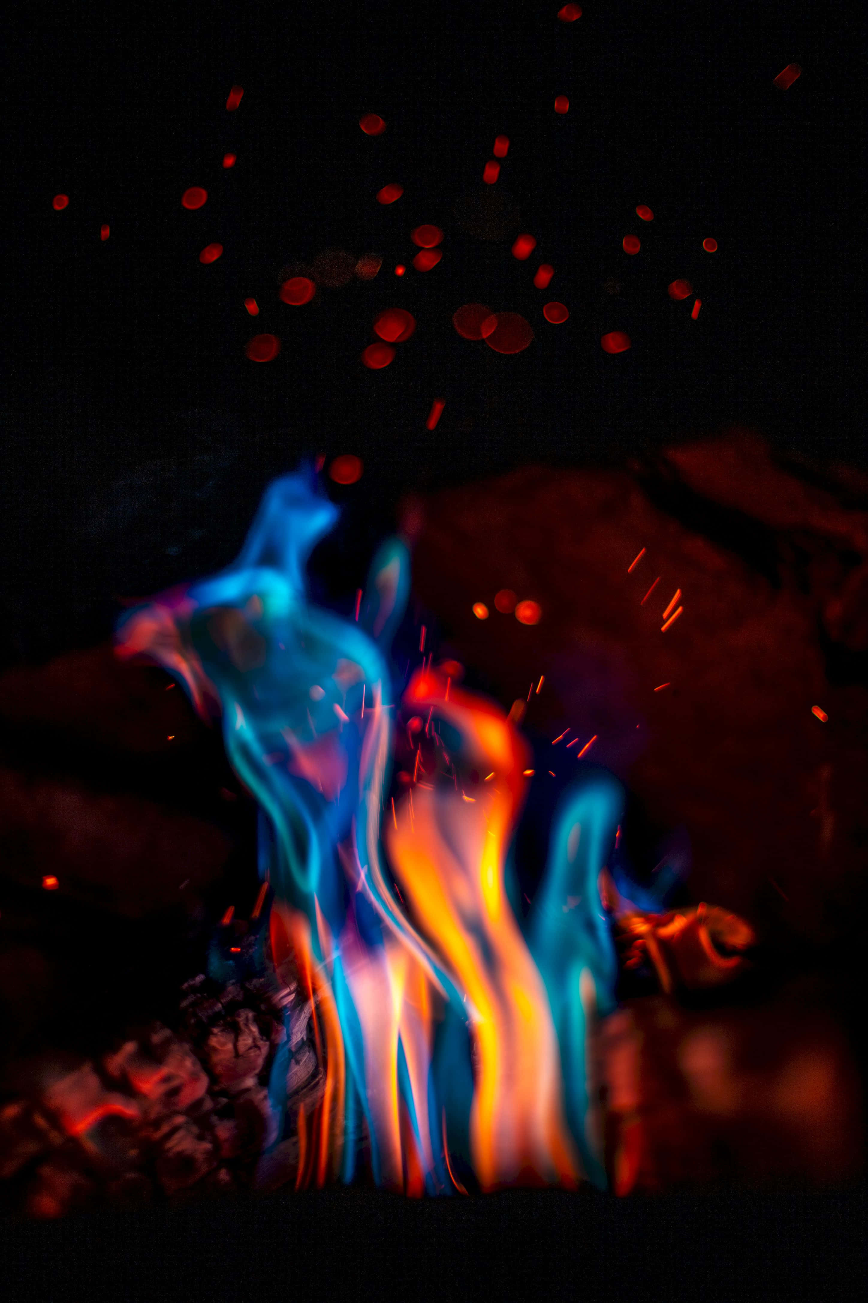 Vibrant Red And Blue Fire