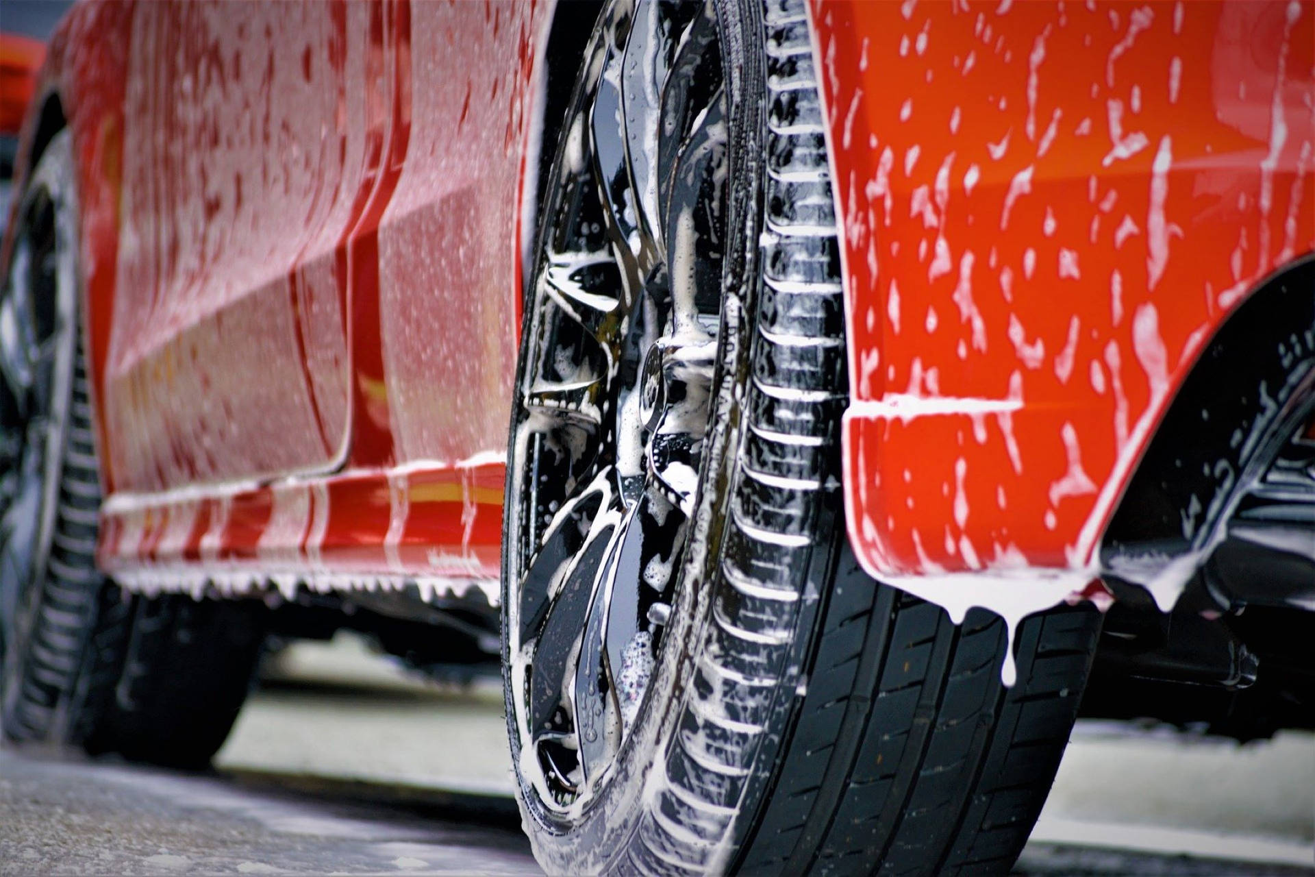 Vibrant Red Car Wash Background