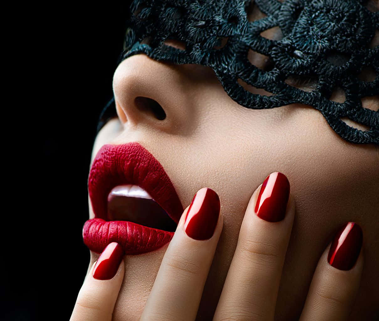 Vibrant Red Lips Close-up Background