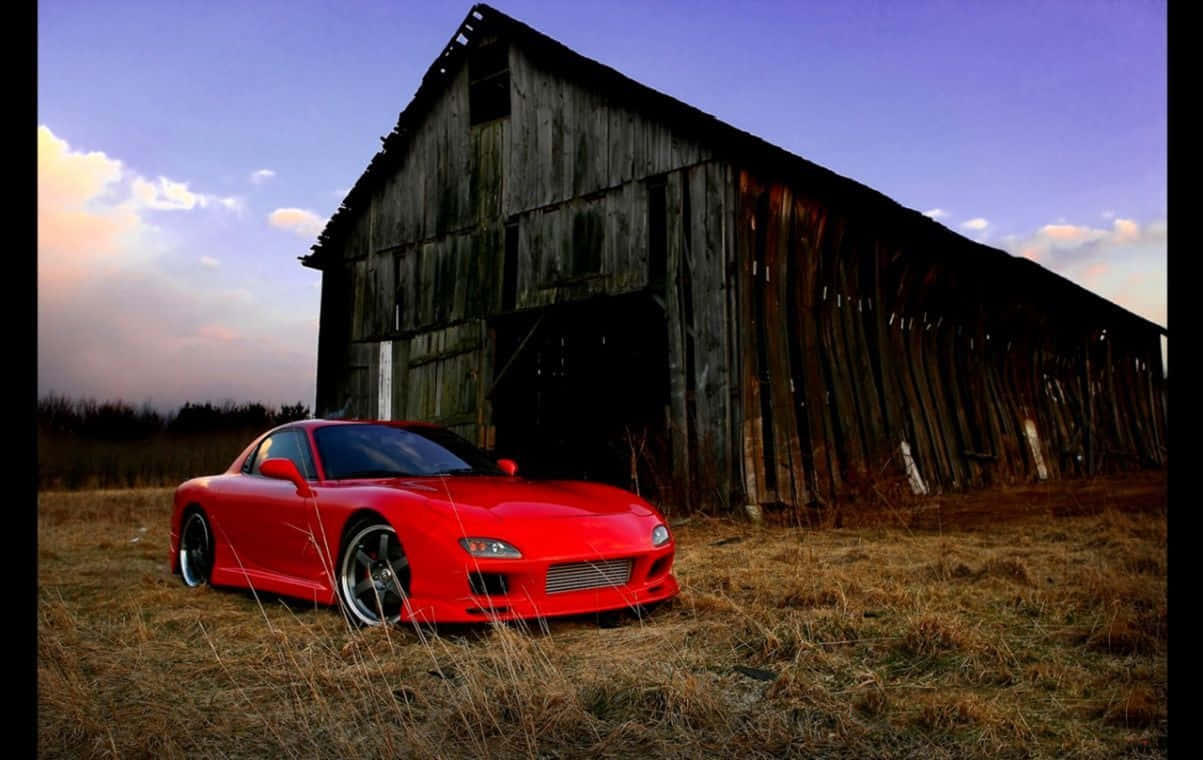 Vibrant Red Mazda Rx7 Fc Classic Code Background